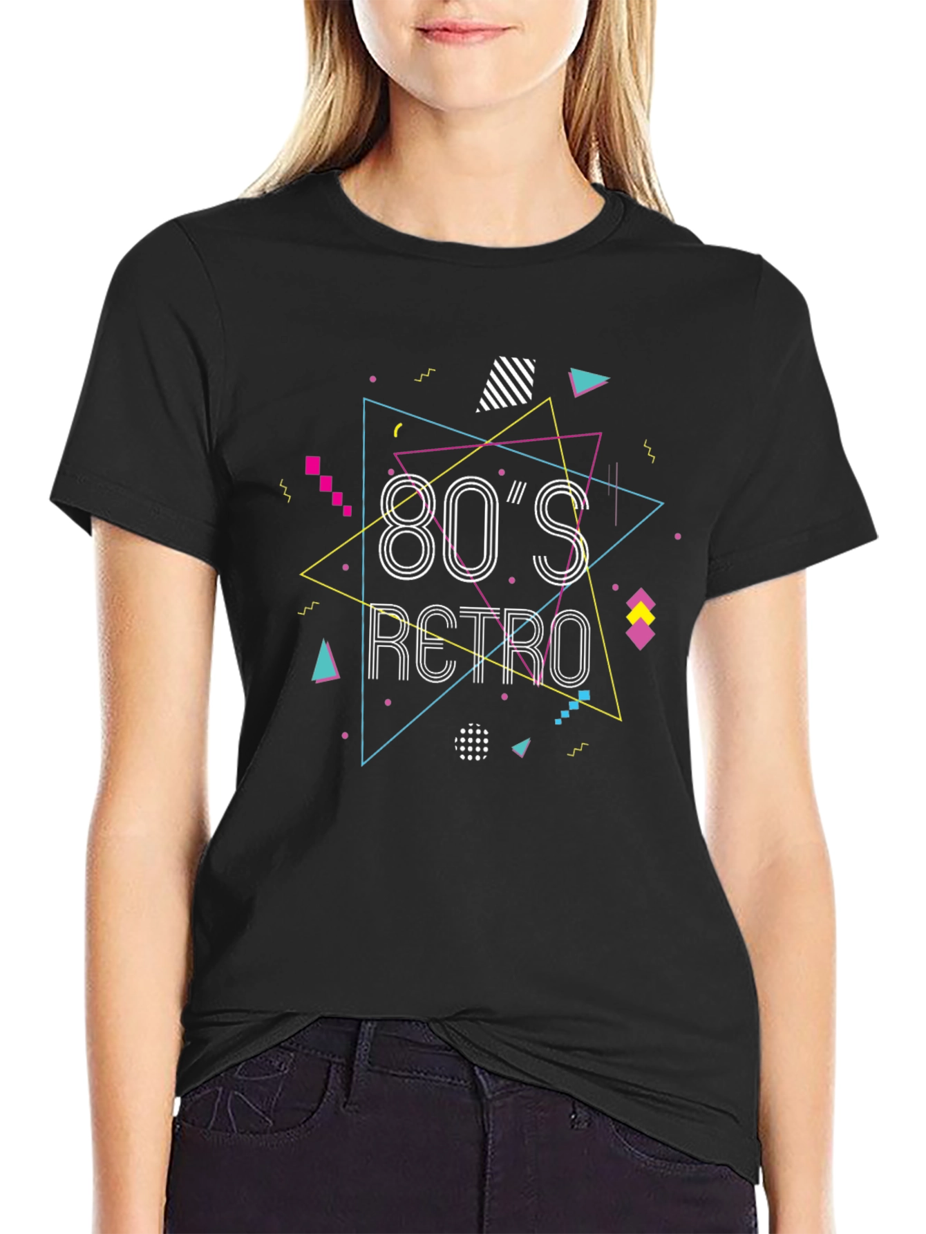 80s Retro Graphic Tee - Black