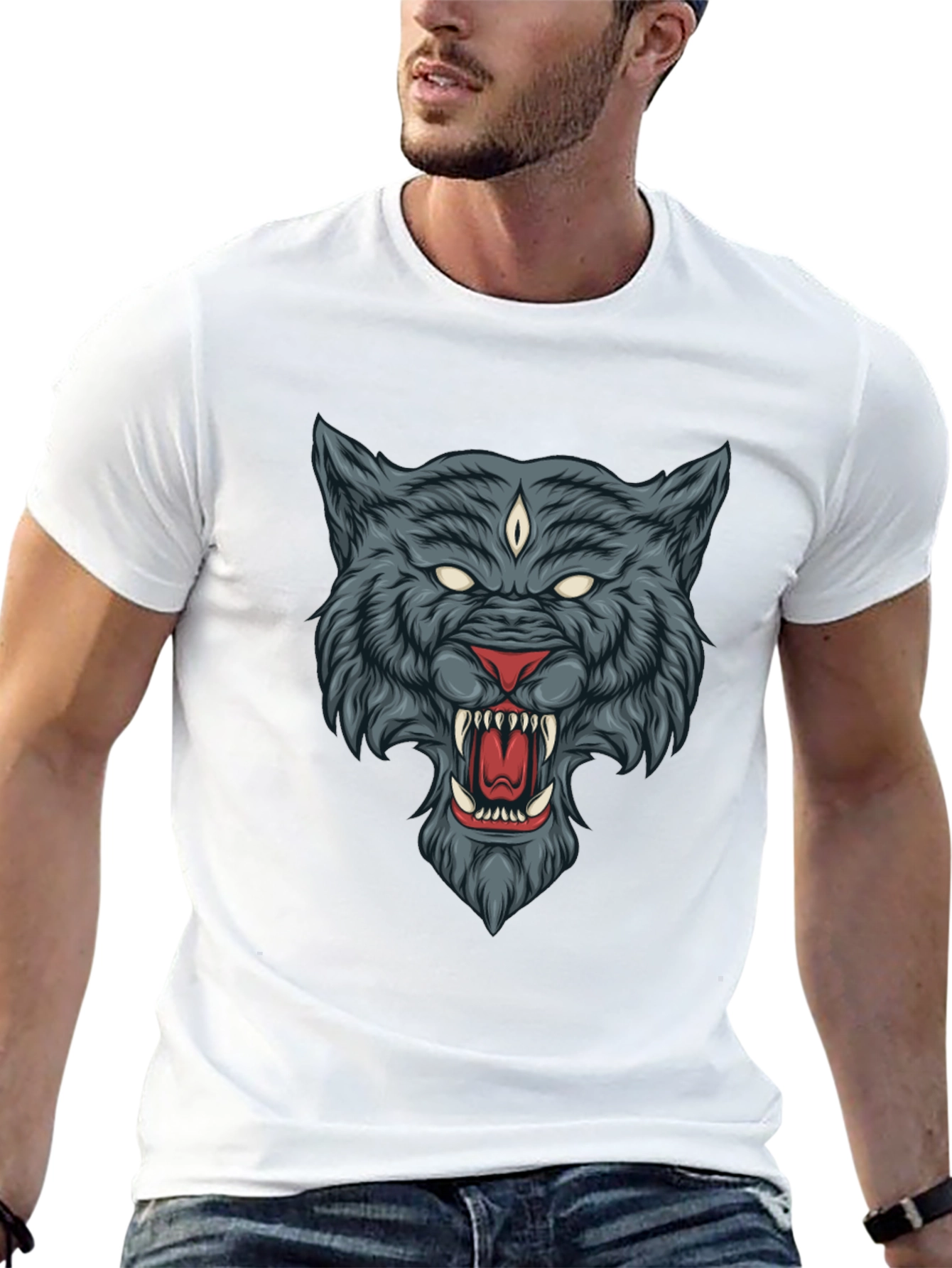 Mystic Wolf Graphic Tee - Black