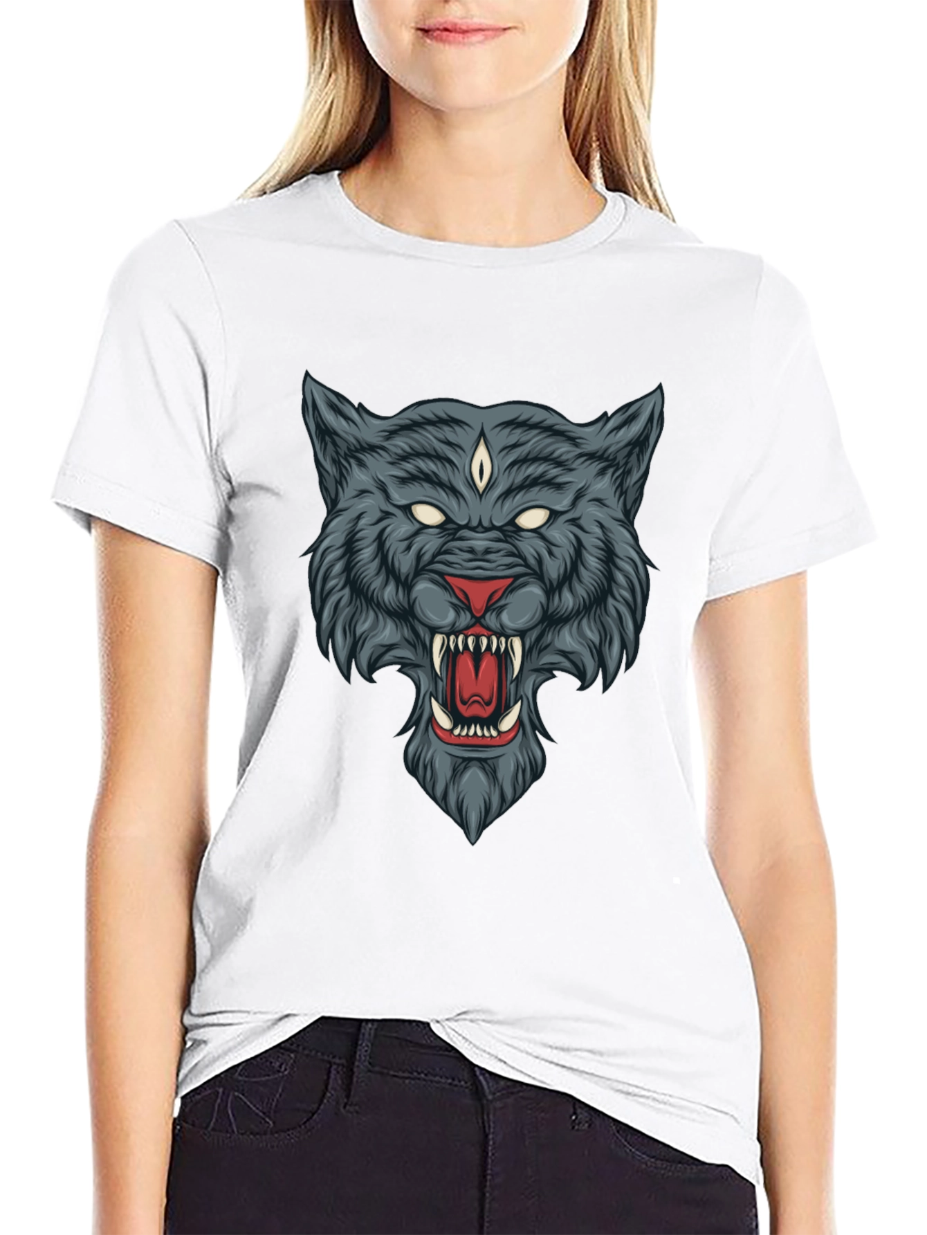 Mystic Wolf Graphic Tee - Black