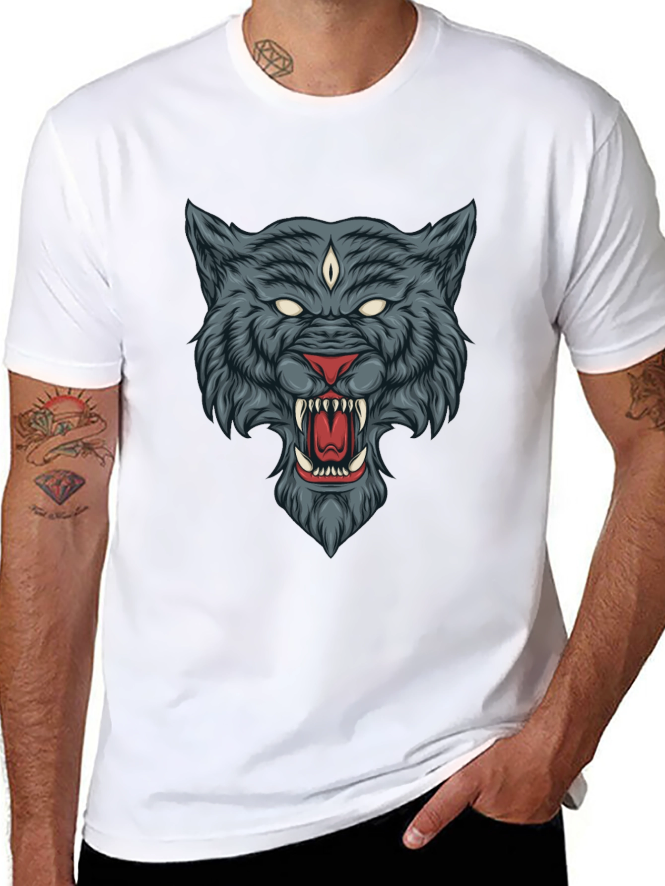 Mystic Wolf Graphic Tee - Black
