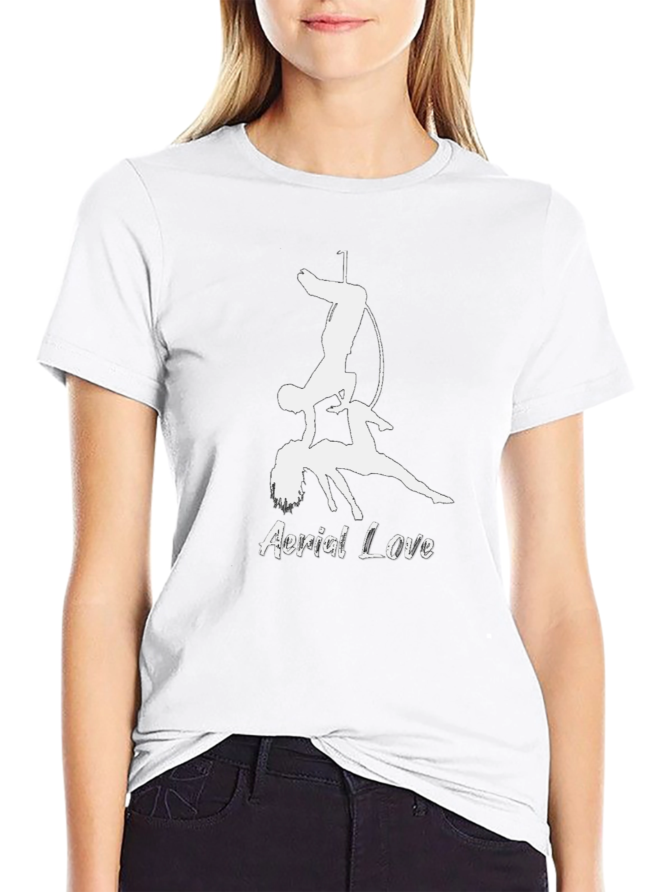 Aerial Love Graphic T-Shirt Black Cotton