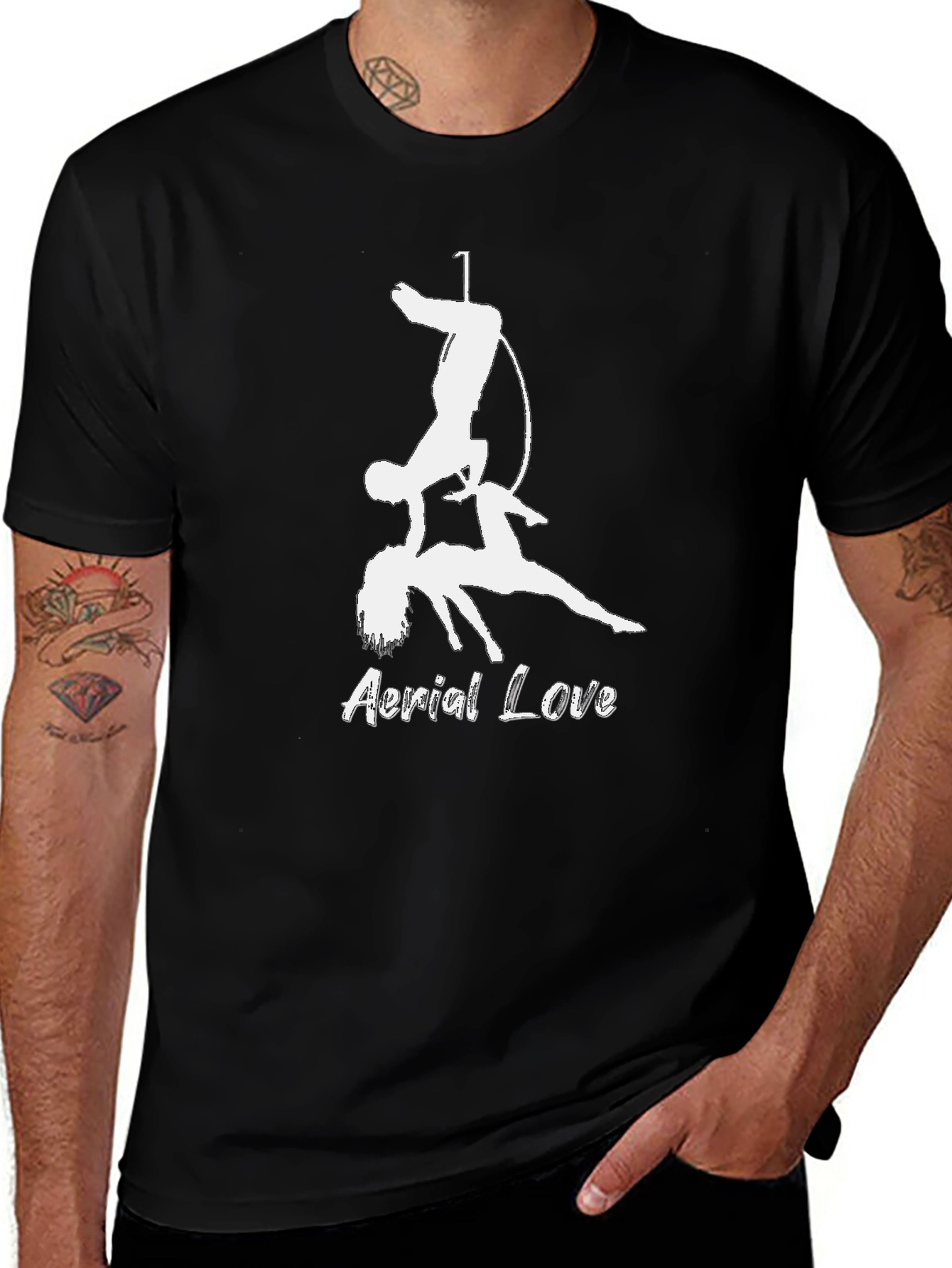 Aerial Love Graphic T-Shirt Black Cotton