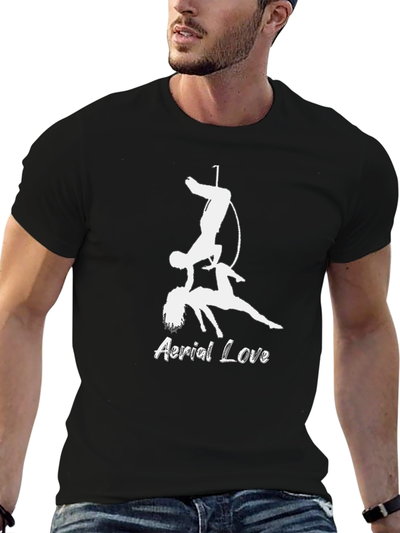 Aerial Love Graphic T-Shirt Black Cotton