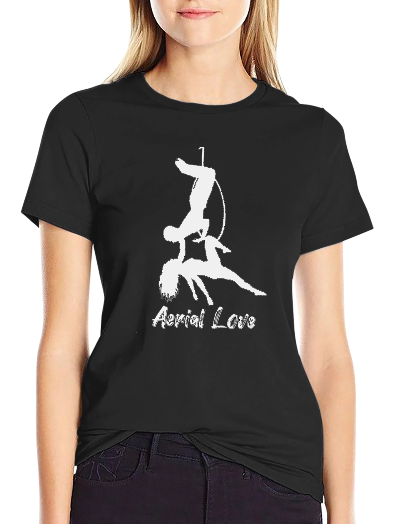 Aerial Love Graphic T-Shirt Black Cotton