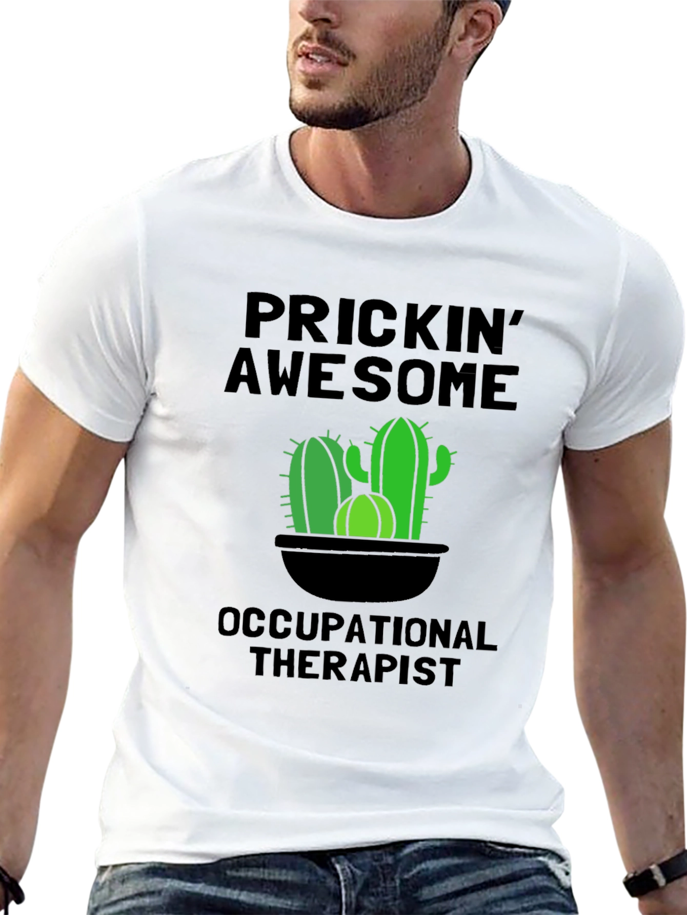 Prickin Awesome Occupational Therapist Cactus T-Shirt