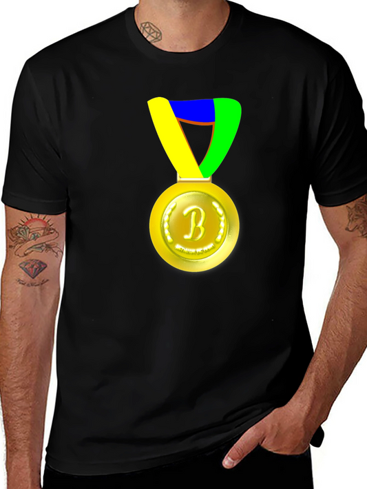 Black T-Shirt with Medal Graphic