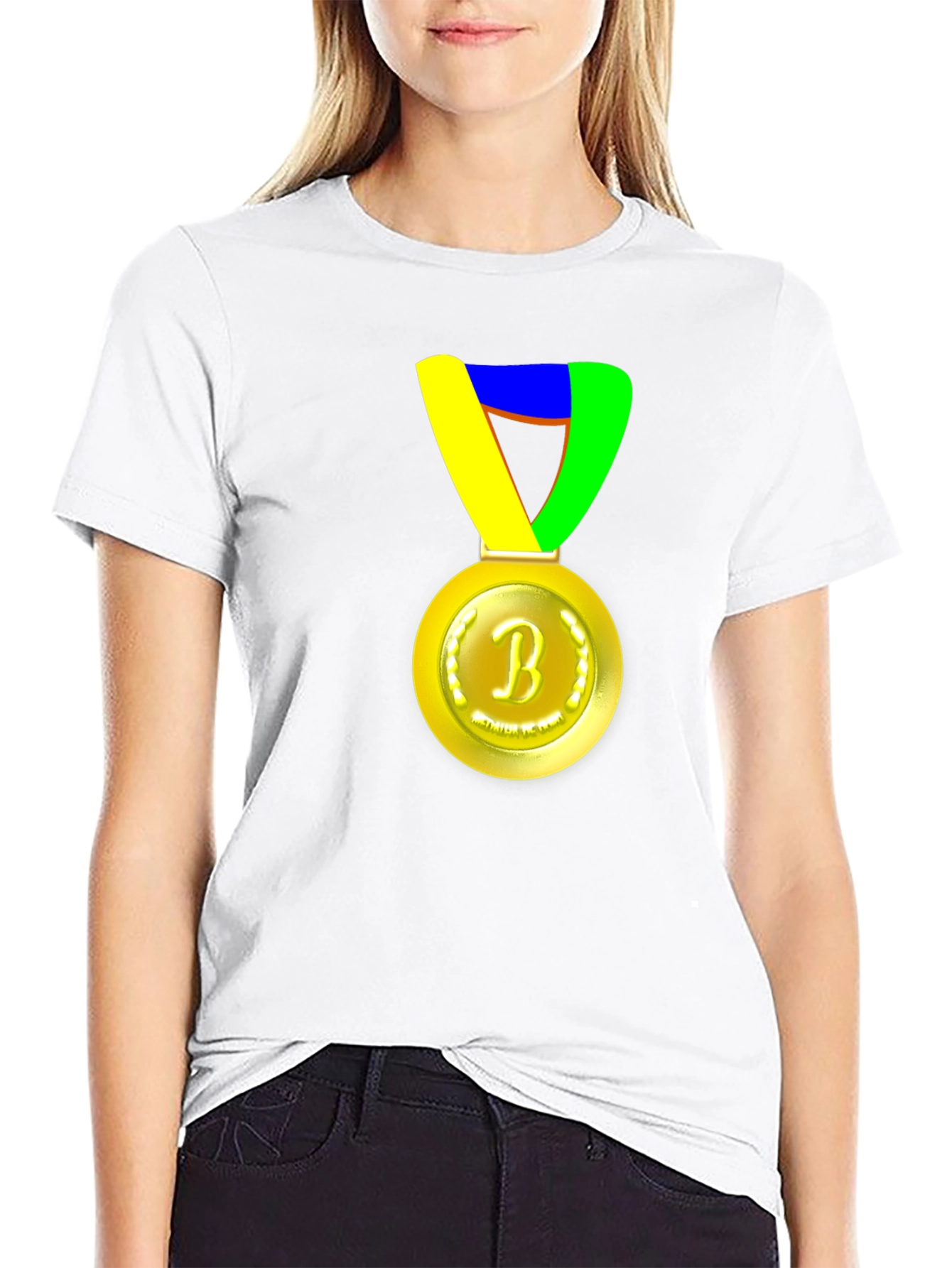 Black T-Shirt with Medal Graphic
