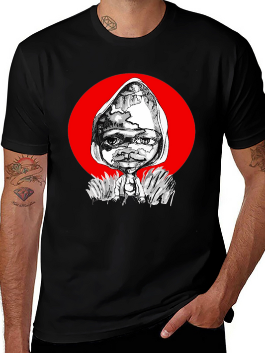 Artistic Graphic Print Tee - Unique Black T-Shirt