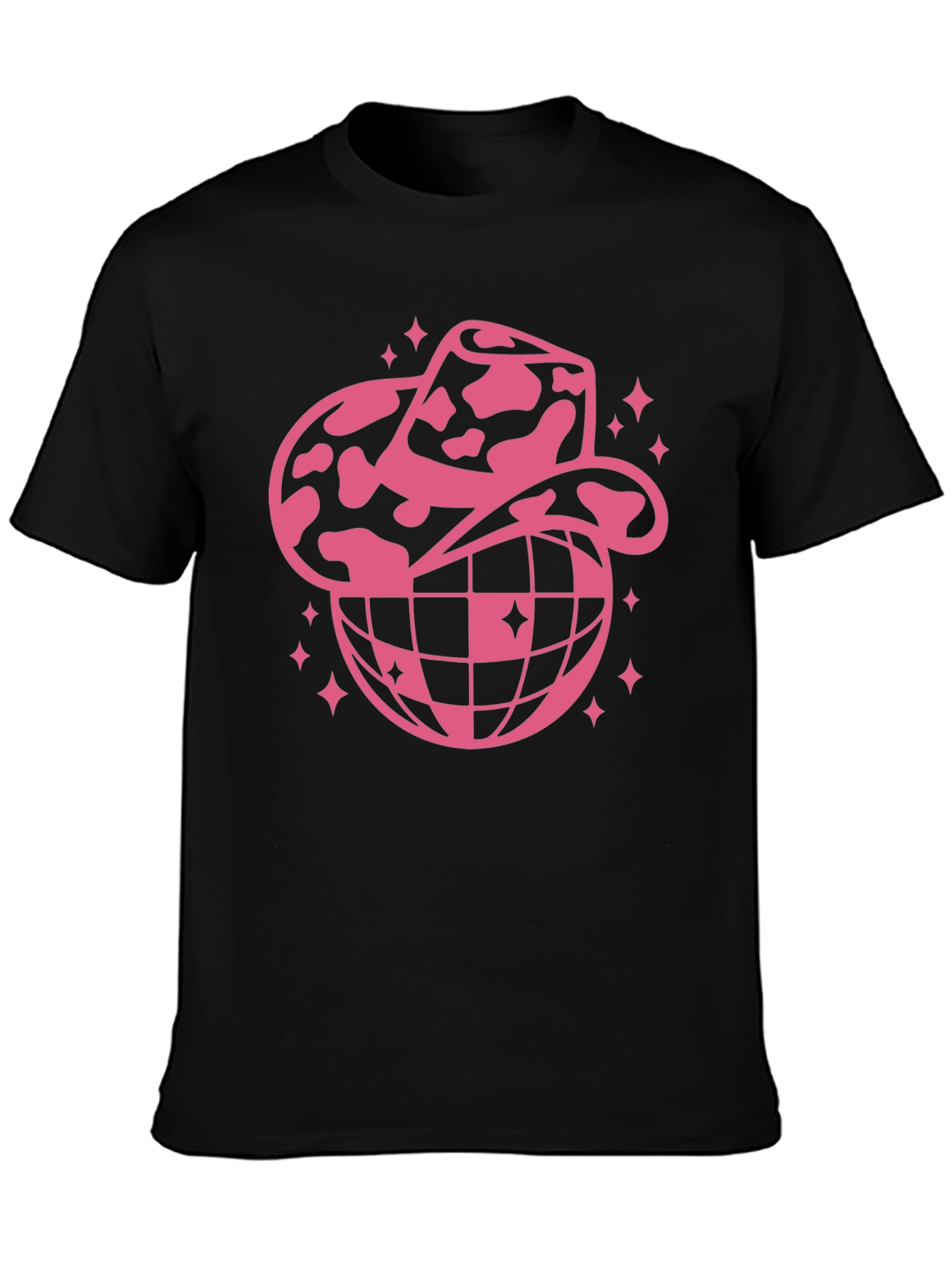 Cowboy Hat Disco Globe Black T-Shirt