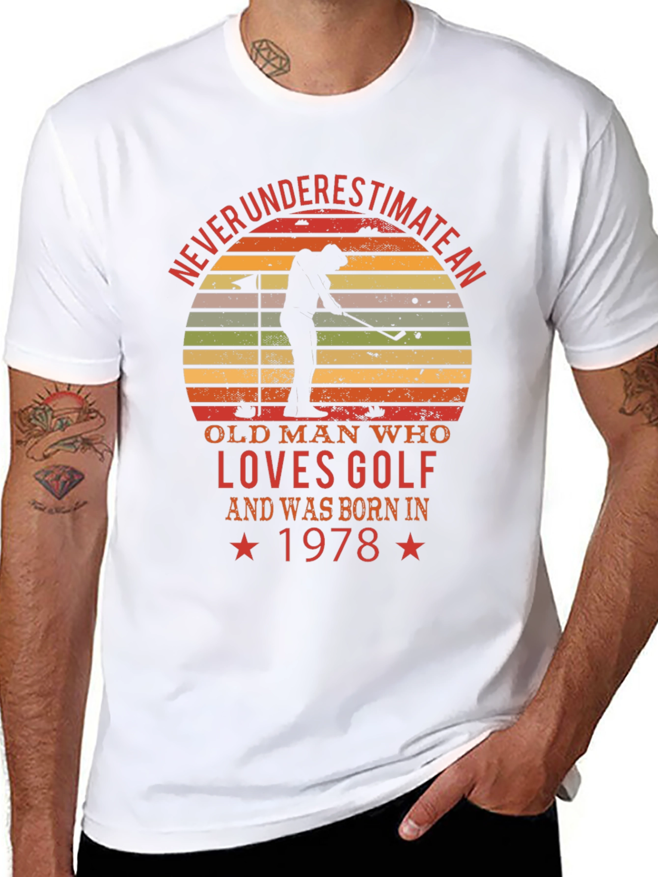 Never Underestimate Old Man Golf 1978 T-Shirt