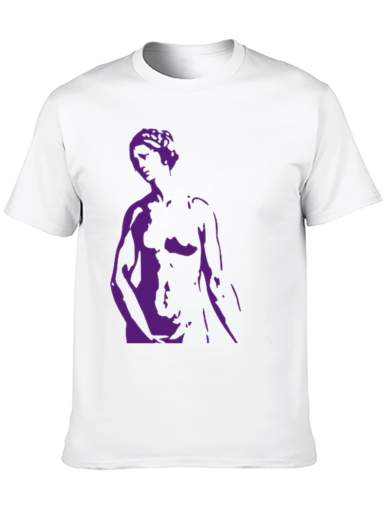 Black T-Shirt with Purple Statue Graphic