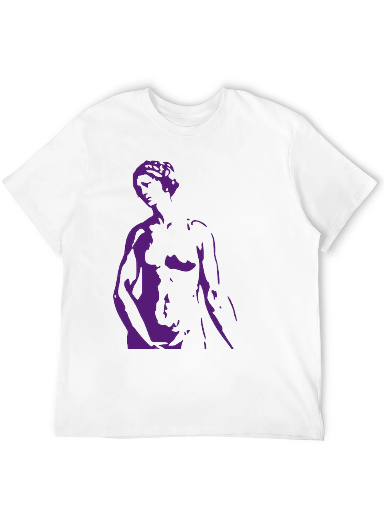 Black T-Shirt with Purple Statue Graphic
