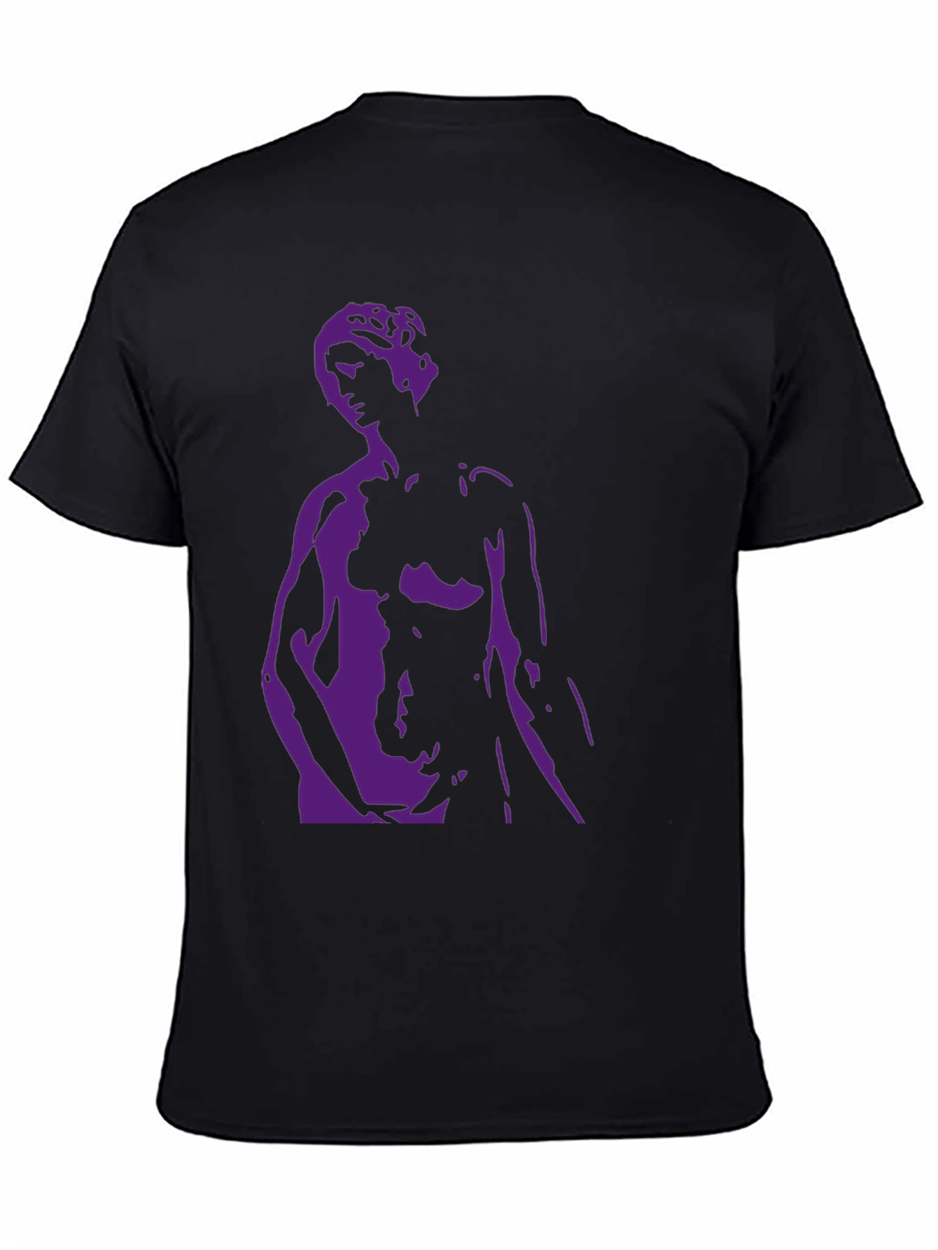 Black T-Shirt with Purple Statue Graphic