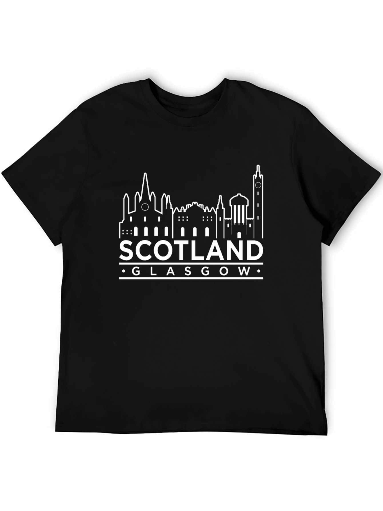 Scotland Glasgow Skyline Black T-Shirt