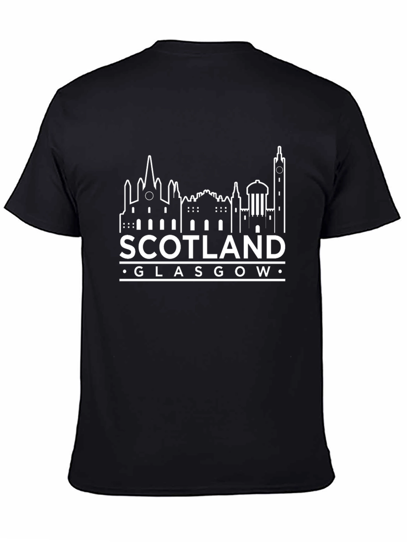 Scotland Glasgow Skyline Black T-Shirt