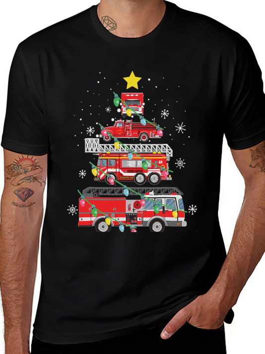 Fire Truck Christmas Tree T-Shirt