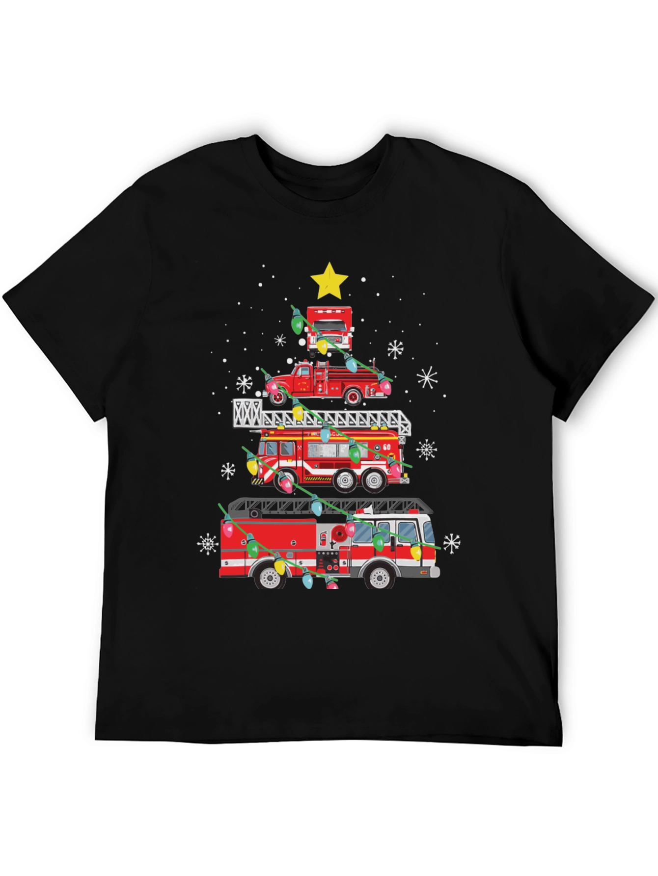 Fire Truck Christmas Tree T-Shirt
