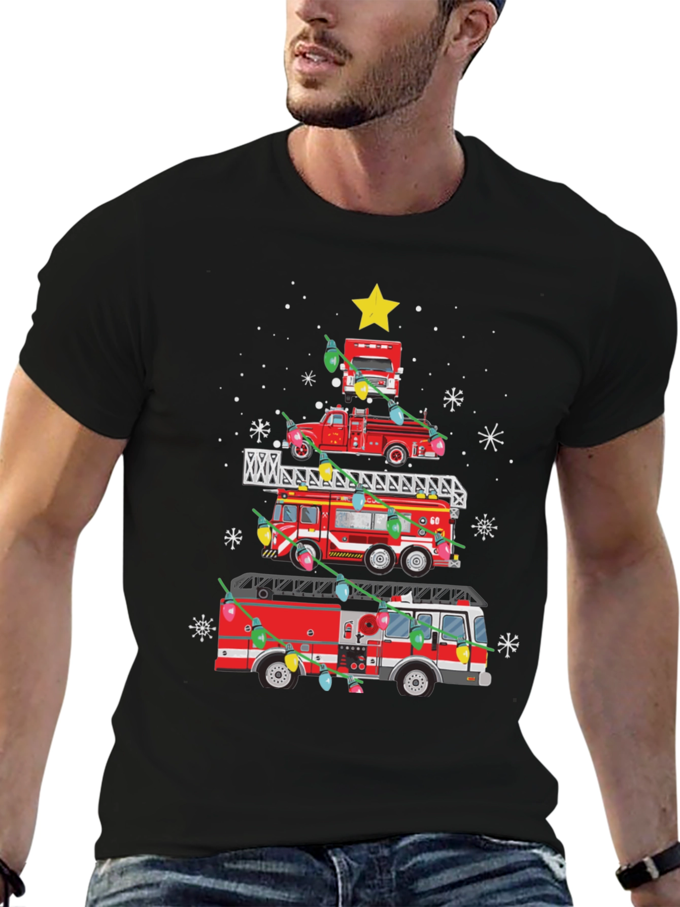 Fire Truck Christmas Tree T-Shirt