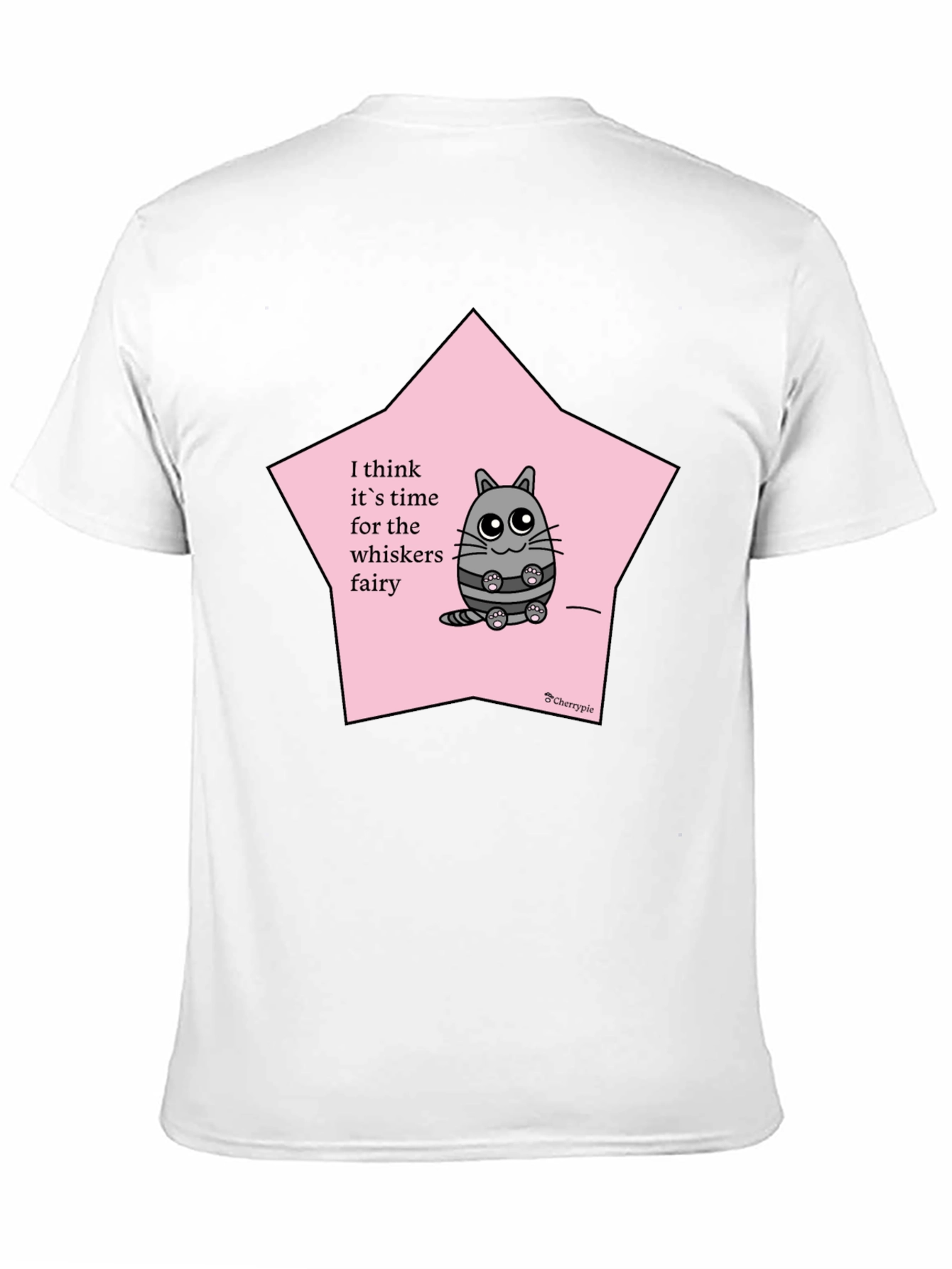 Whimsical Cat Whisker Fairy Black T-Shirt