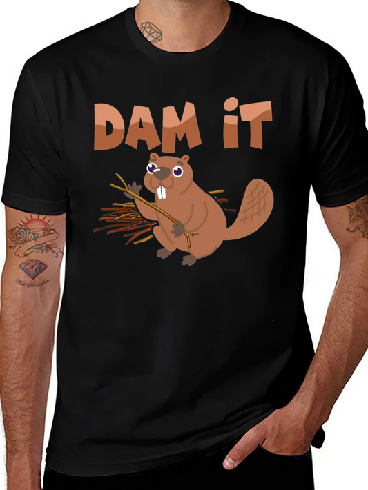 Funny Beaver Dam It Graphic T-Shirt