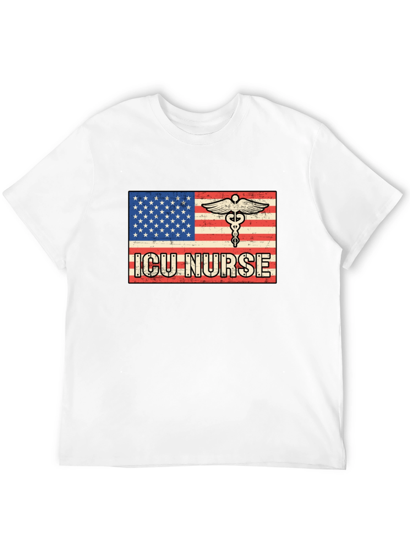 ICU Nurse American Flag T-Shirt