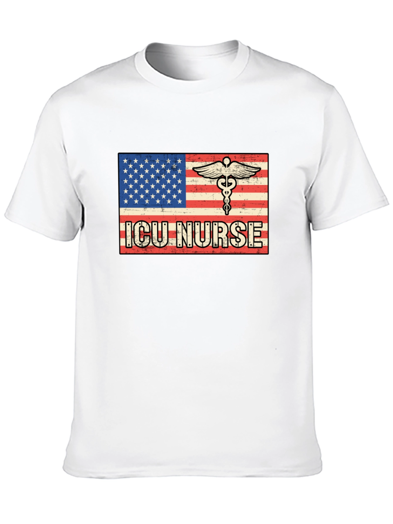 ICU Nurse American Flag T-Shirt