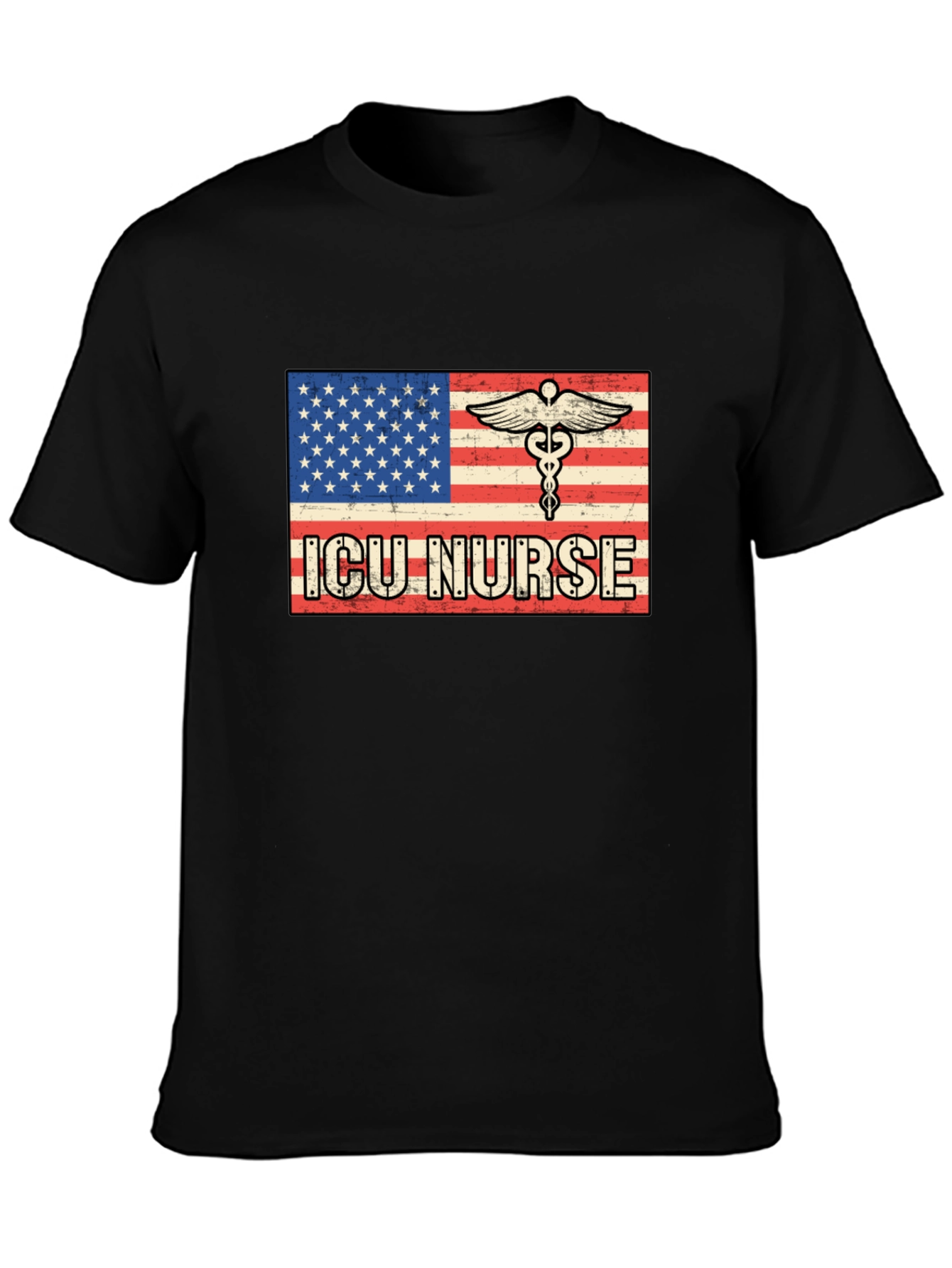 ICU Nurse American Flag T-Shirt