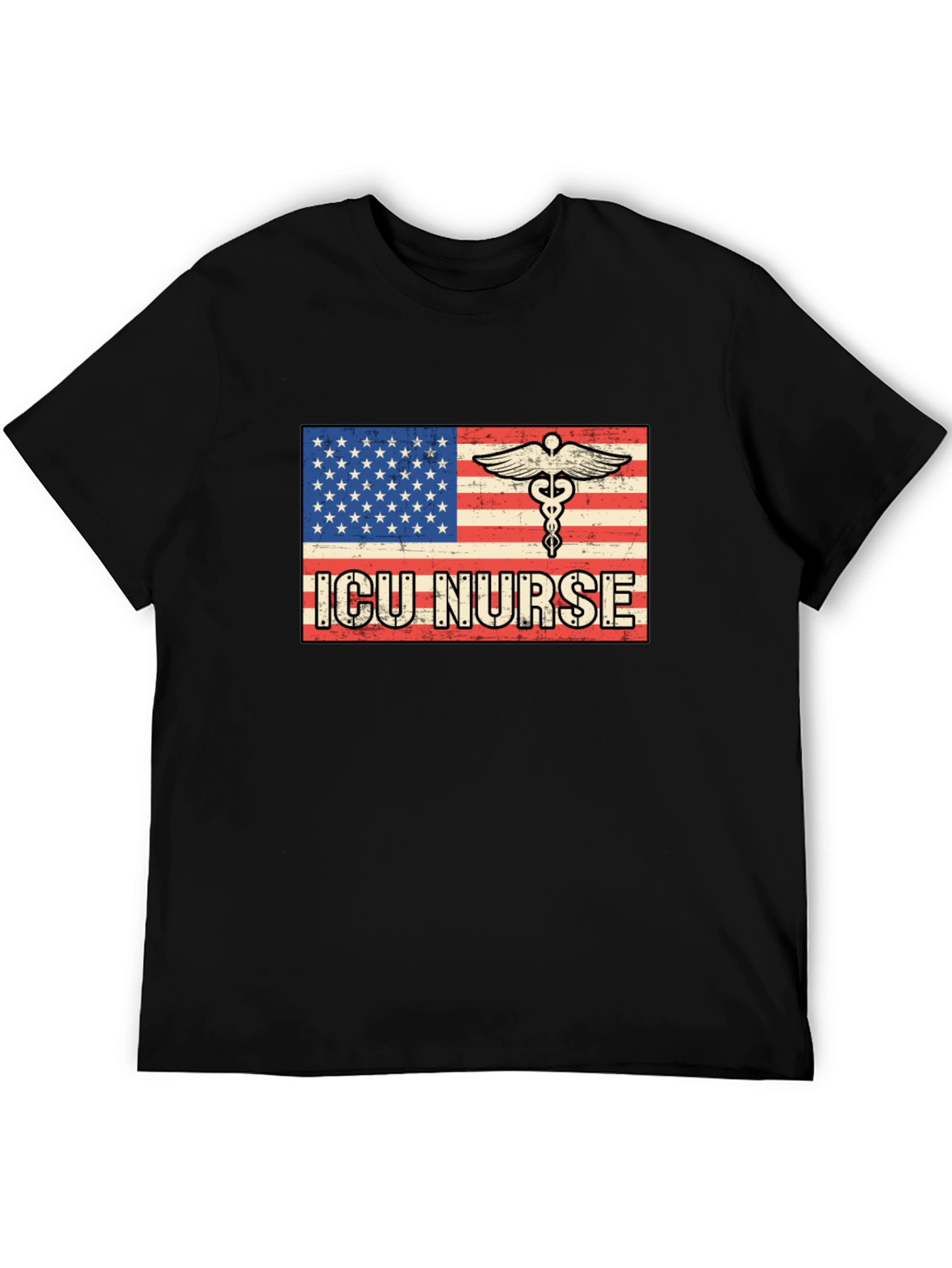 ICU Nurse American Flag T-Shirt