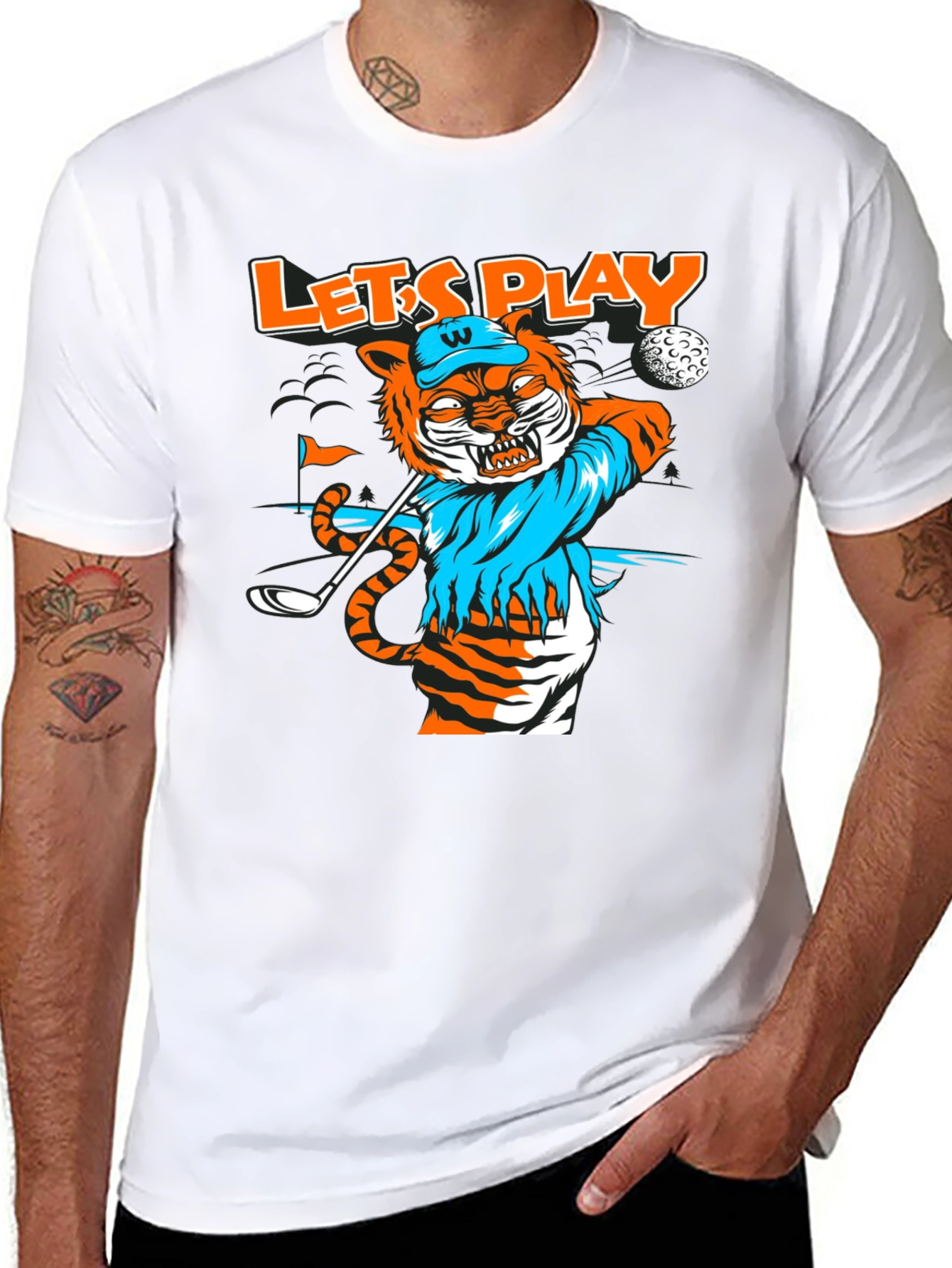 Lets Play Golf T-Shirt Tiger Golfer Tee