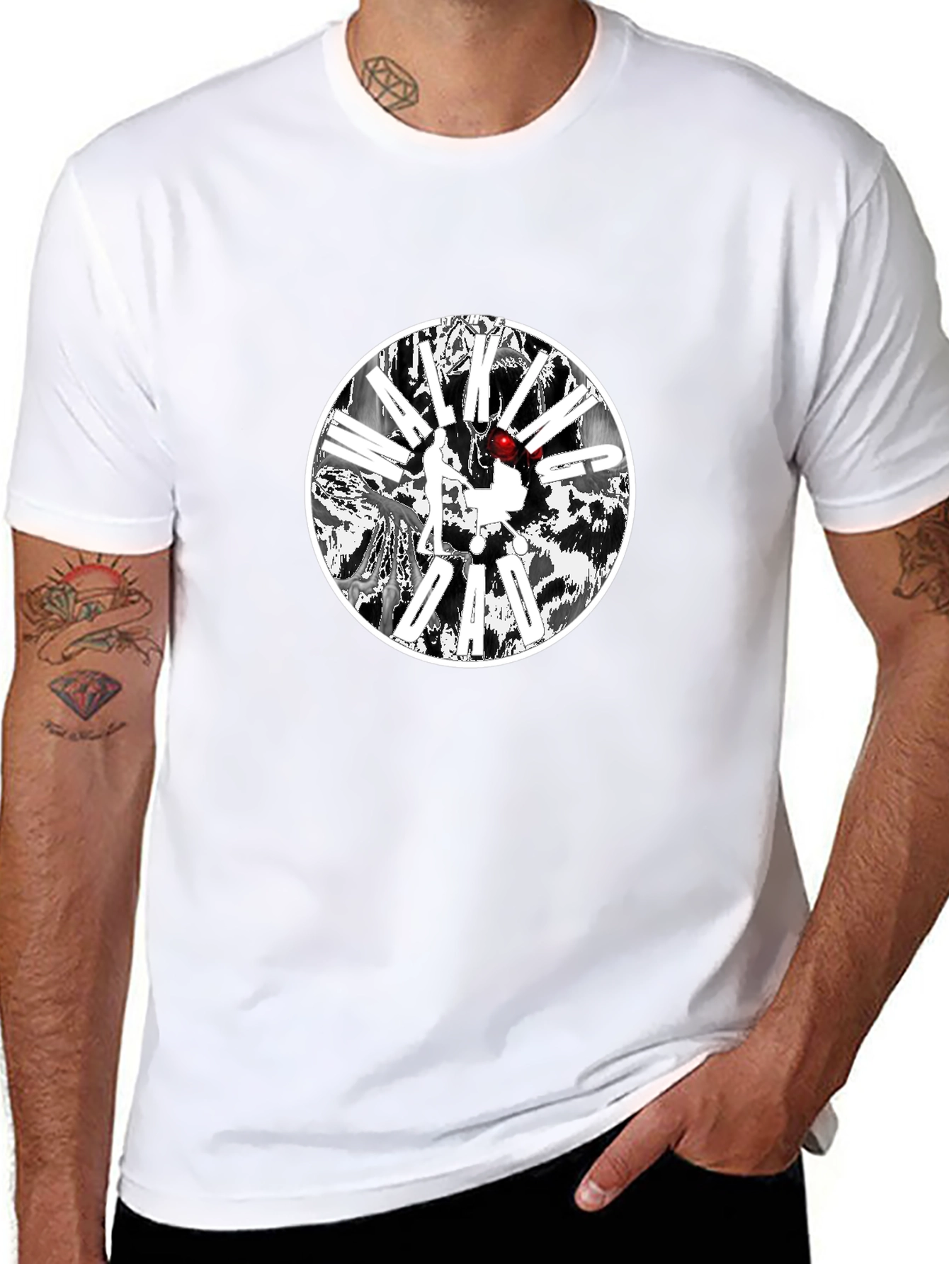 Black T-Shirt with Circular Graphic Design