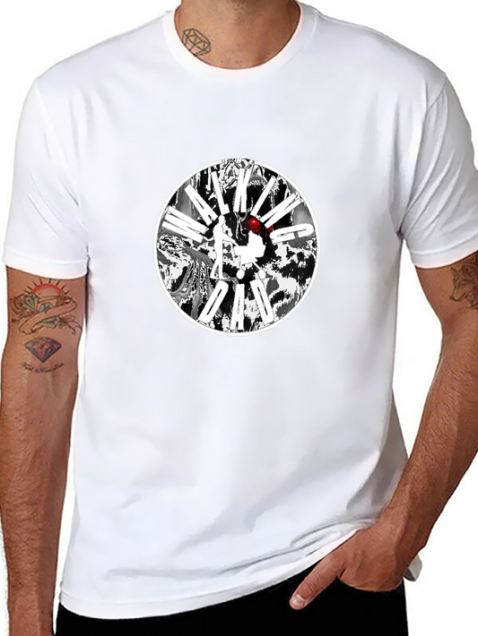 Black T-Shirt with Circular Graphic Design