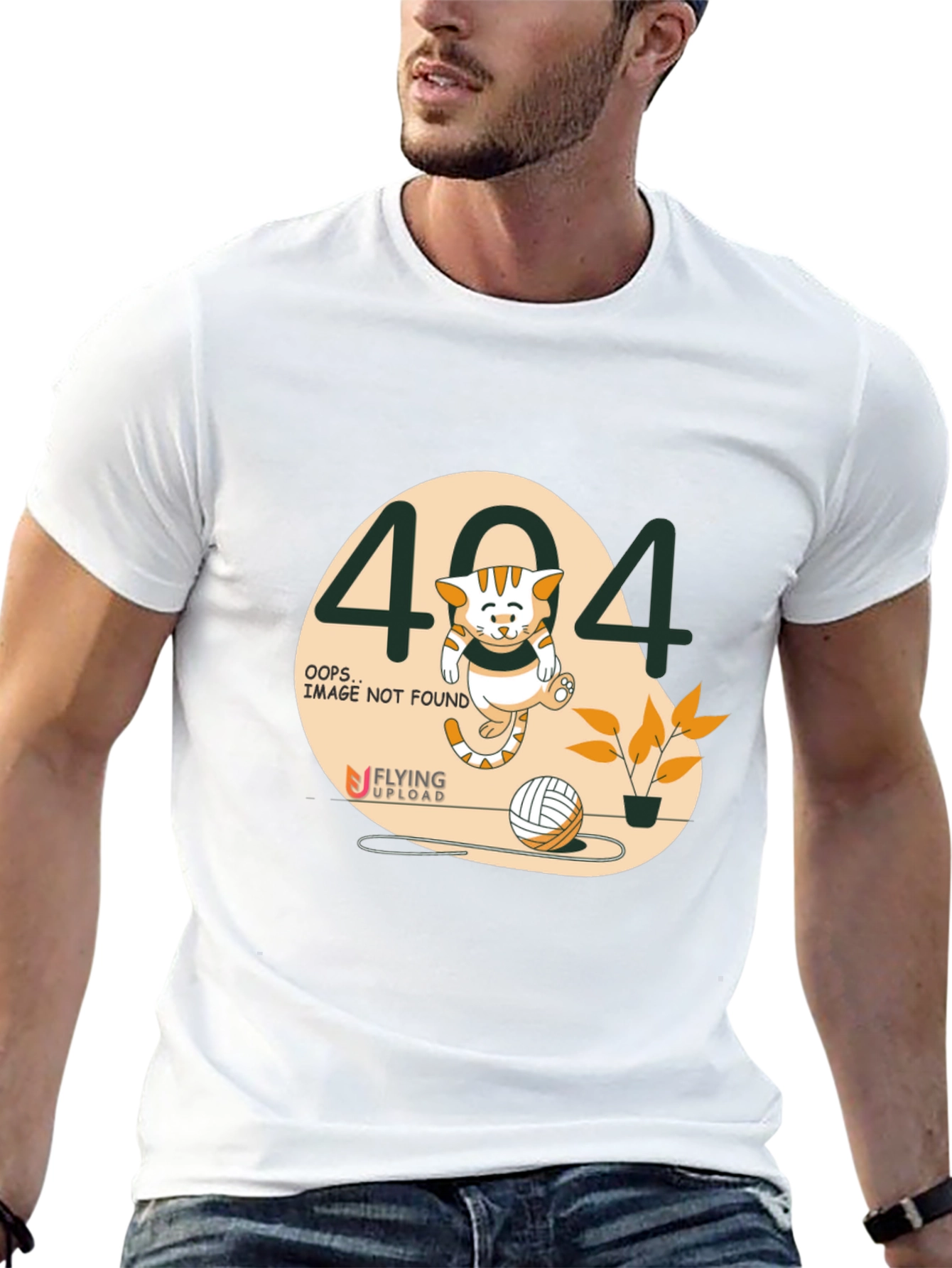 404 Error Cat Graphic T-Shirt - Black