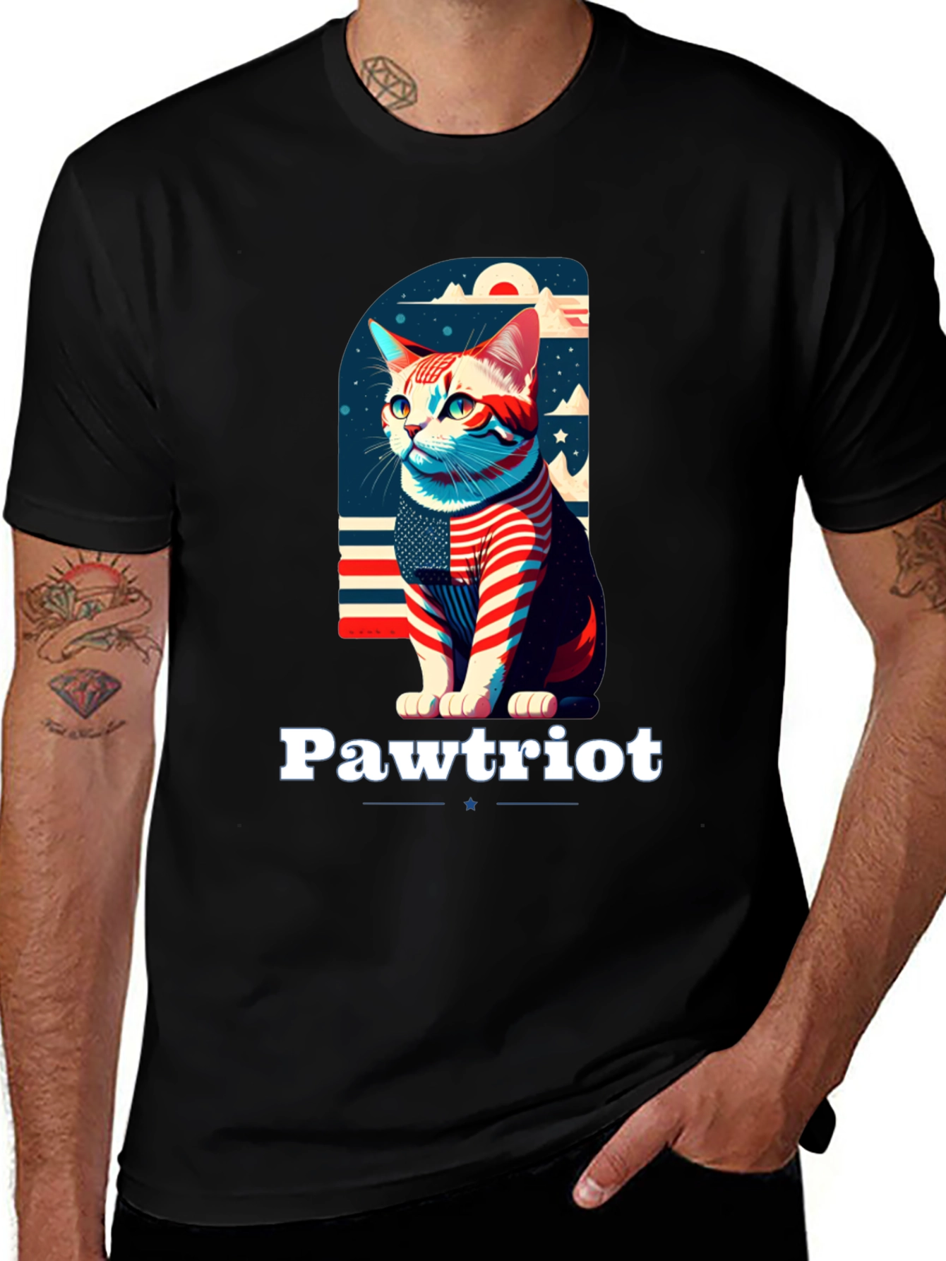 Pawtriot T-Shirt - Patriotic Cat Tee