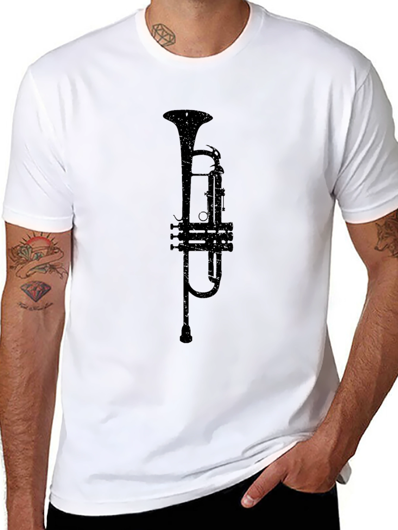 Trumpet Graphic Black T-Shirt - Music Lovers Tee
