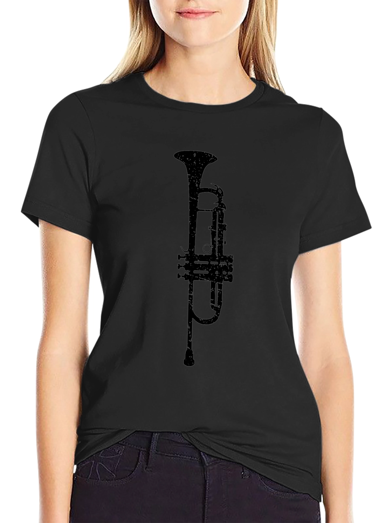 Trumpet Graphic Black T-Shirt - Music Lovers Tee