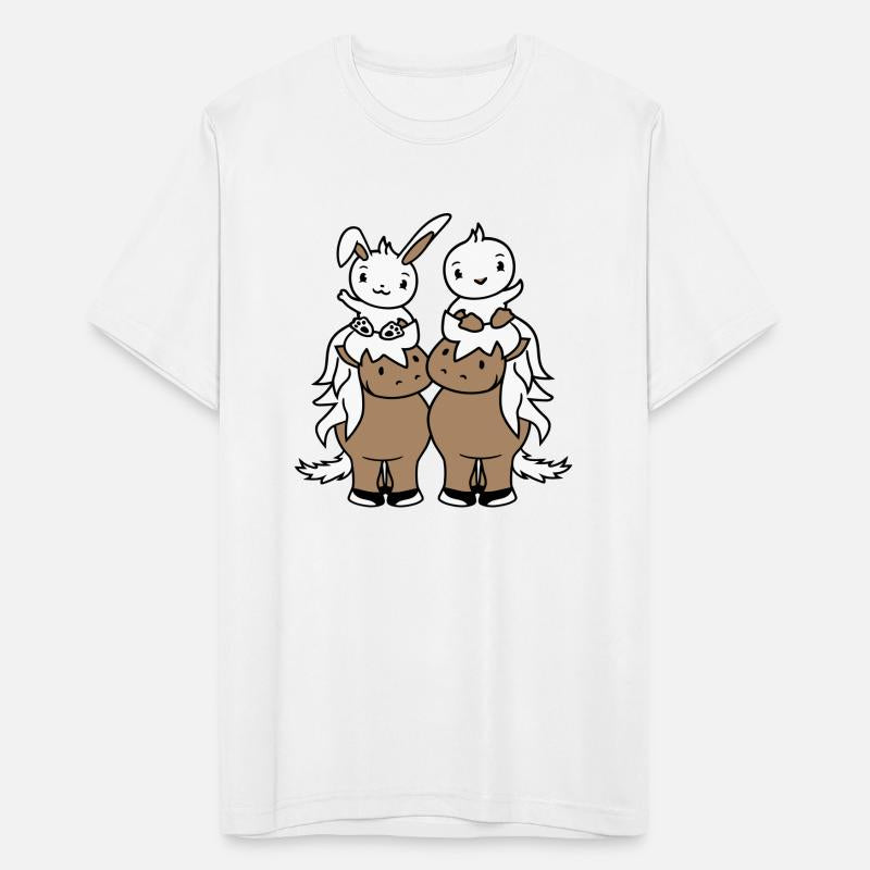 2 Rabbit Bird Horse Riding Rider Little Horse Team