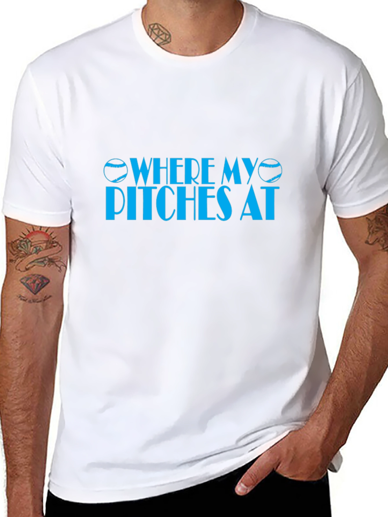 Where My Pitches At Baseball Graphic T-Shirt