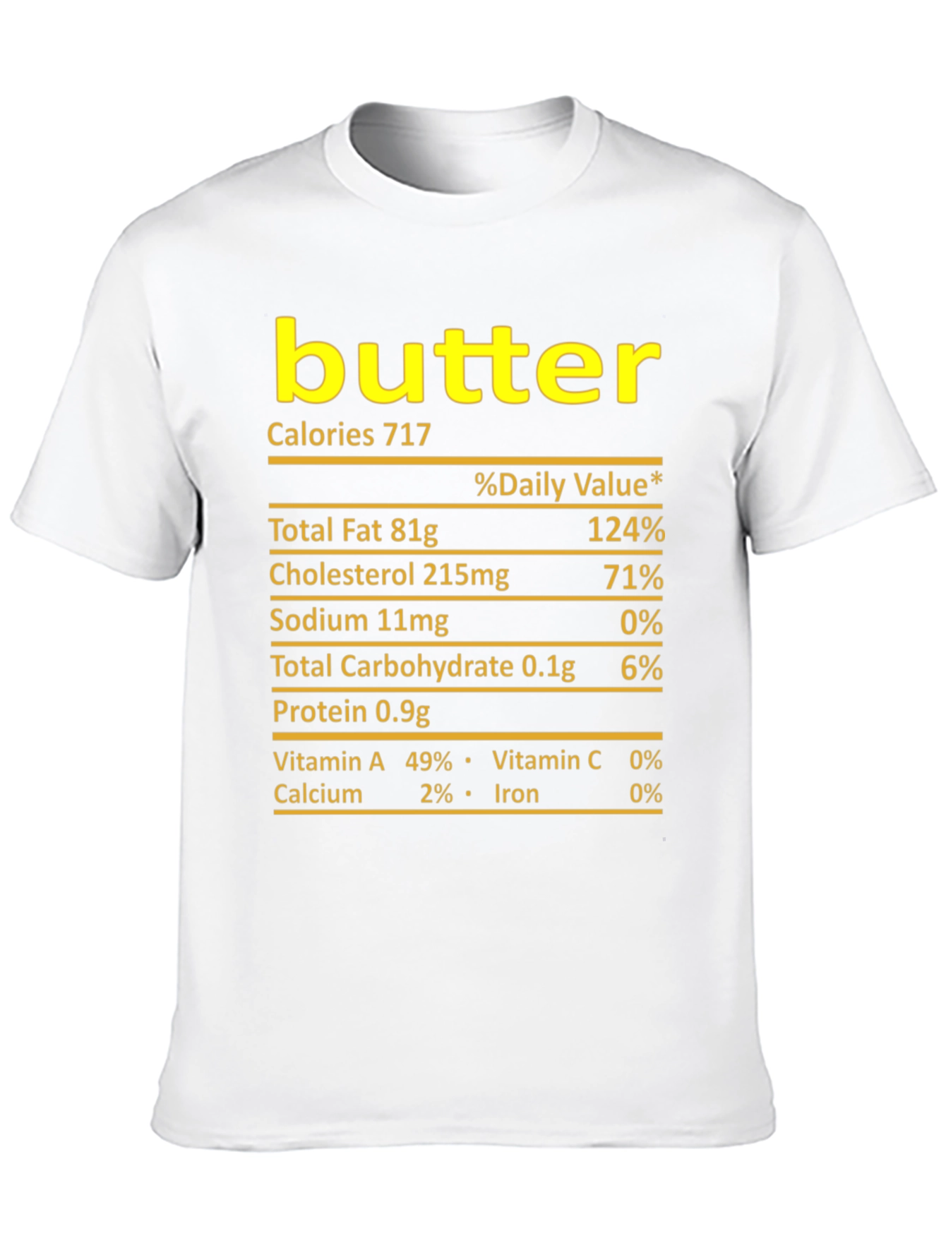 Humorous Butter Nutrition Facts Black T-Shirt