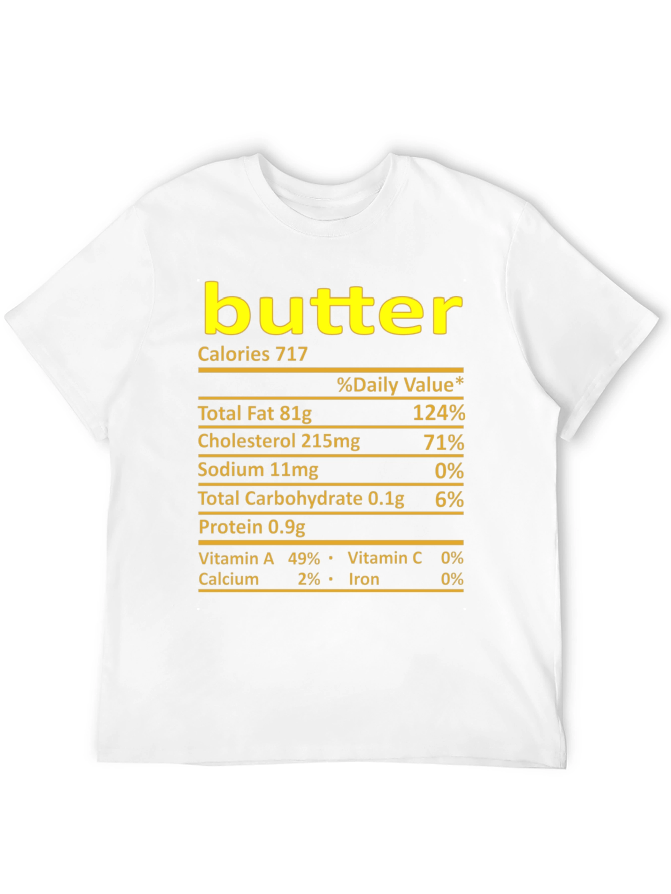 Humorous Butter Nutrition Facts Black T-Shirt
