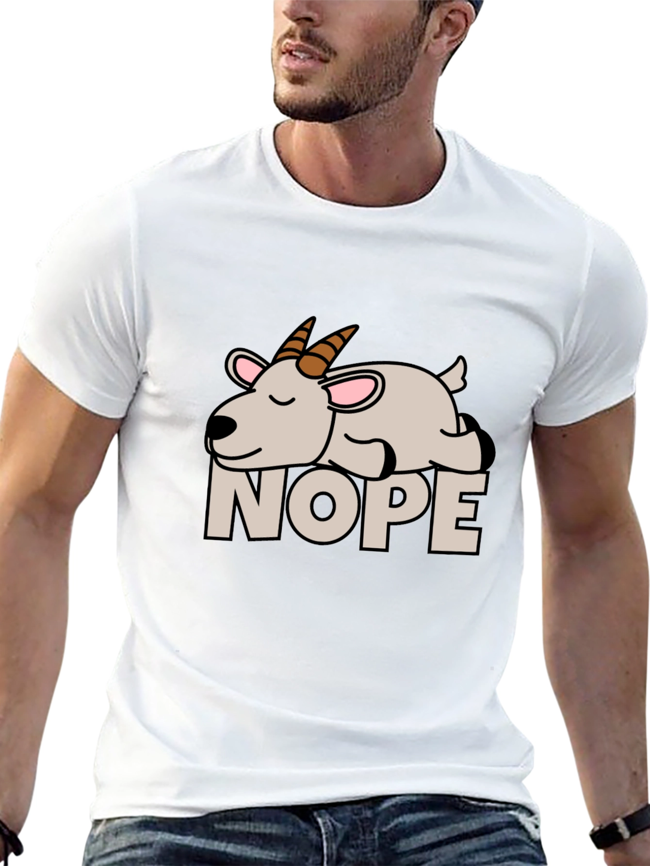 Nope Goat Graphic Tee - Funny Animal T-Shirt