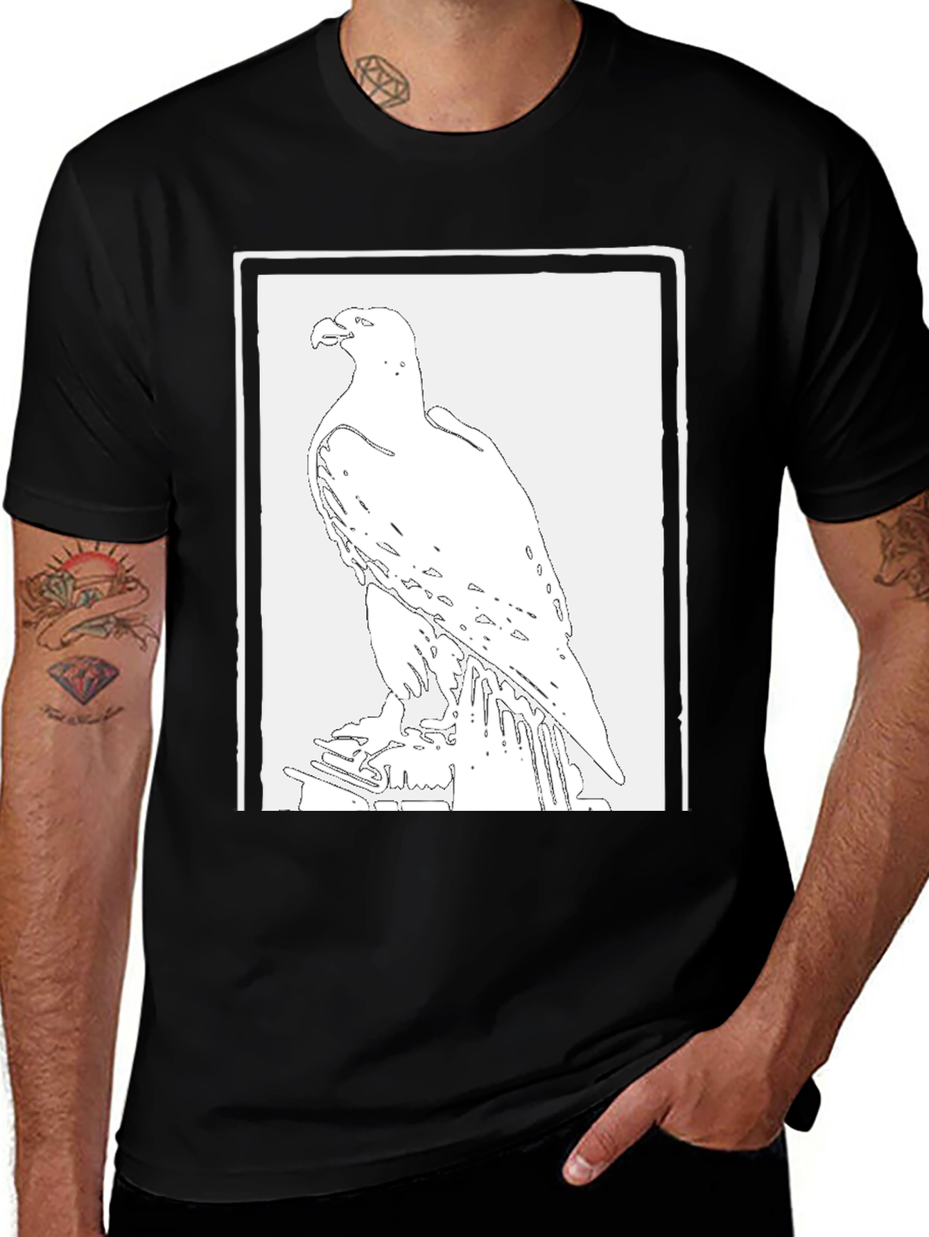 Eagle Graphic Tee - Black Cotton T-Shirt