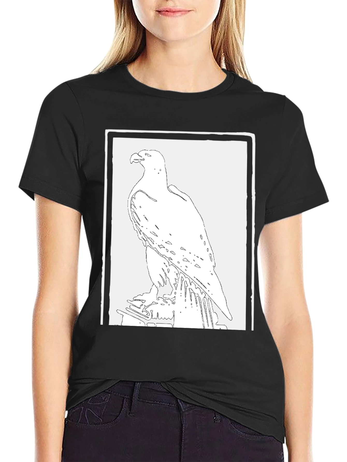 Eagle Graphic Tee - Black Cotton T-Shirt