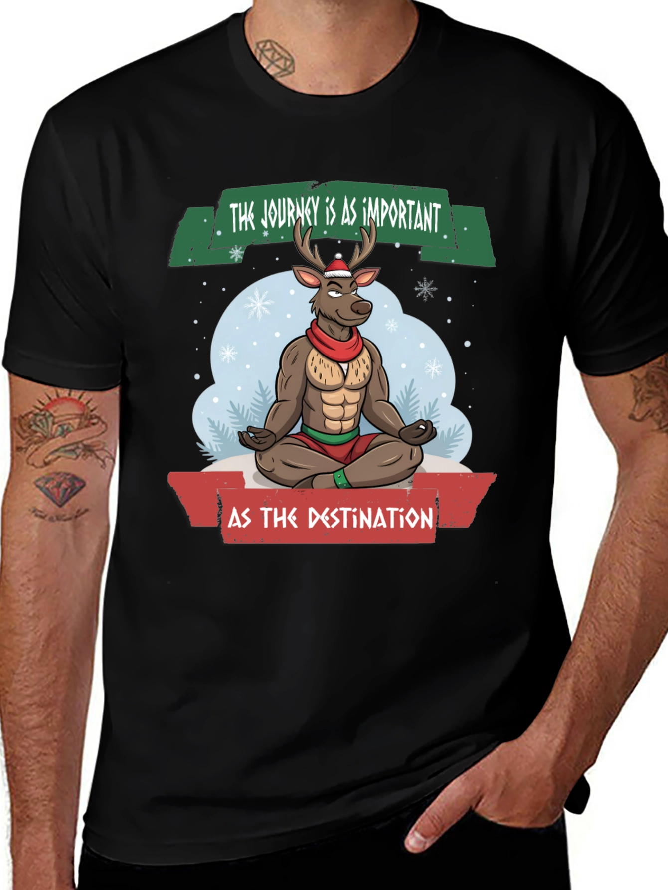 Meditating Reindeer Graphic T-Shirt