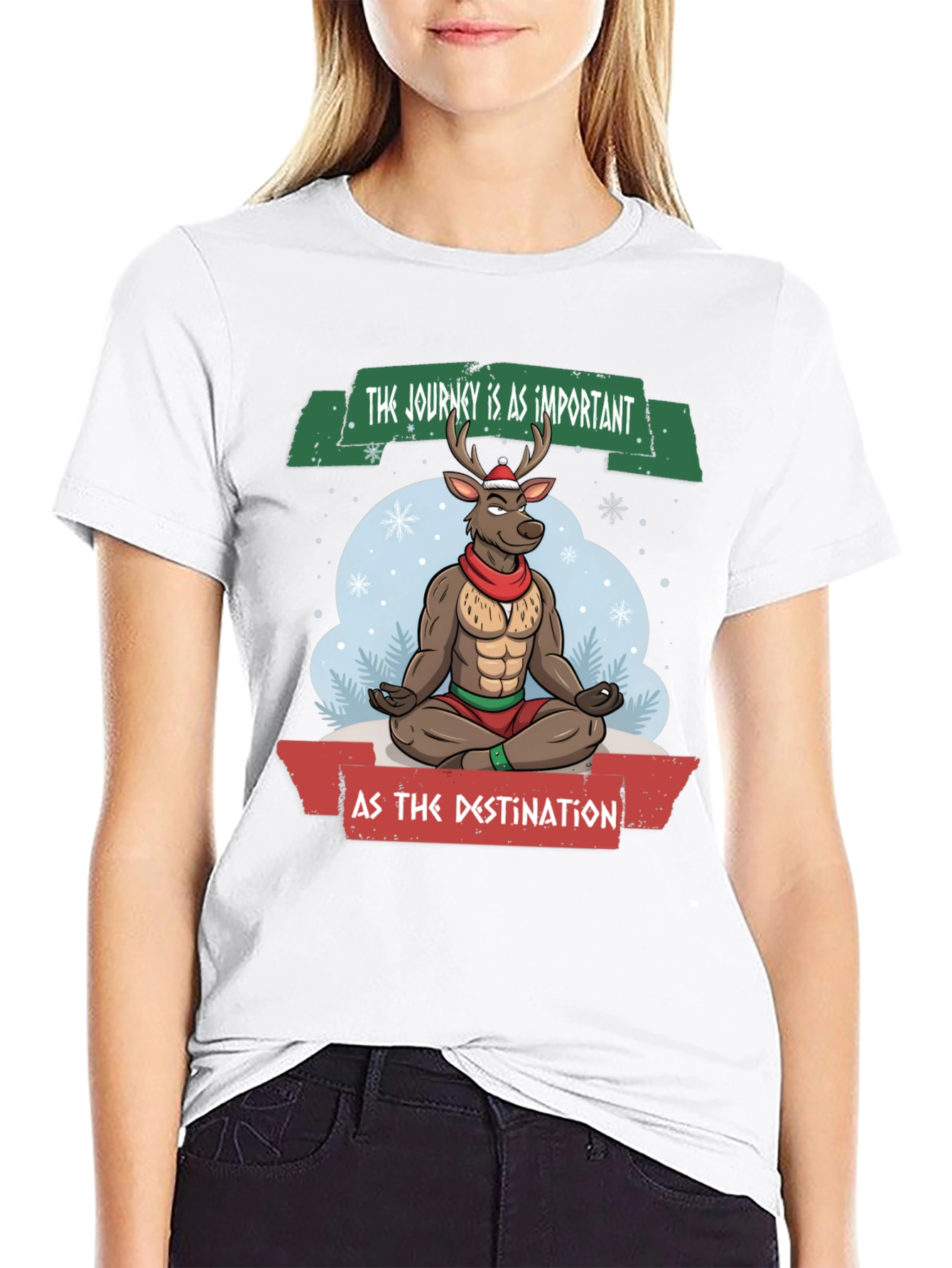 Meditating Reindeer Graphic T-Shirt