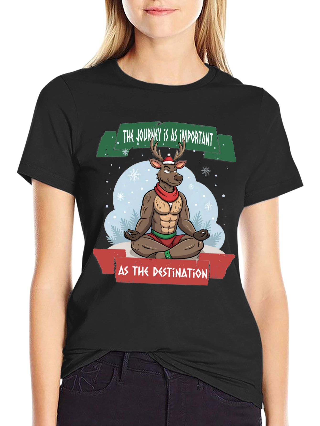 Meditating Reindeer Graphic T-Shirt