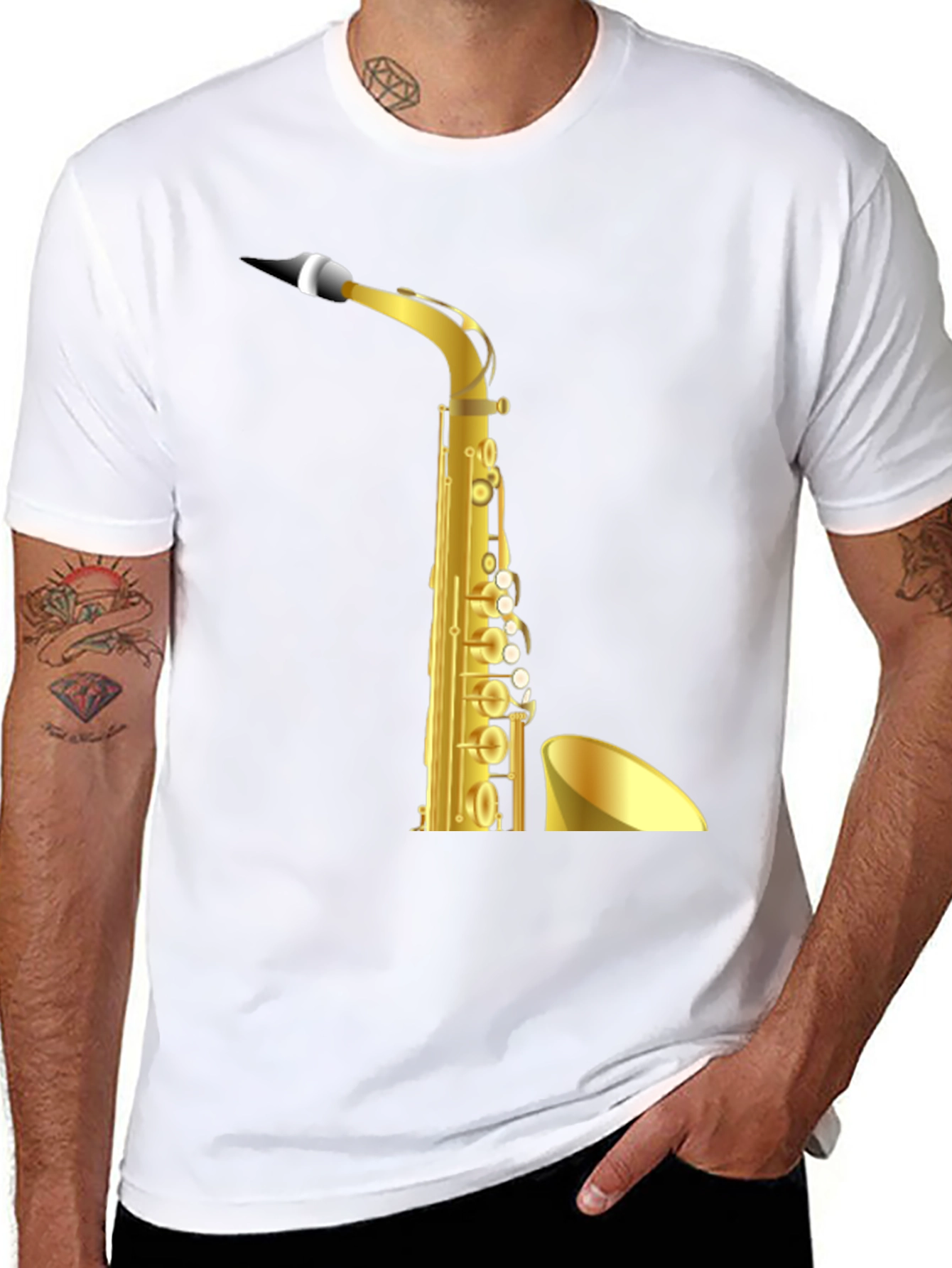 Saxophone Graphic Black T-Shirt