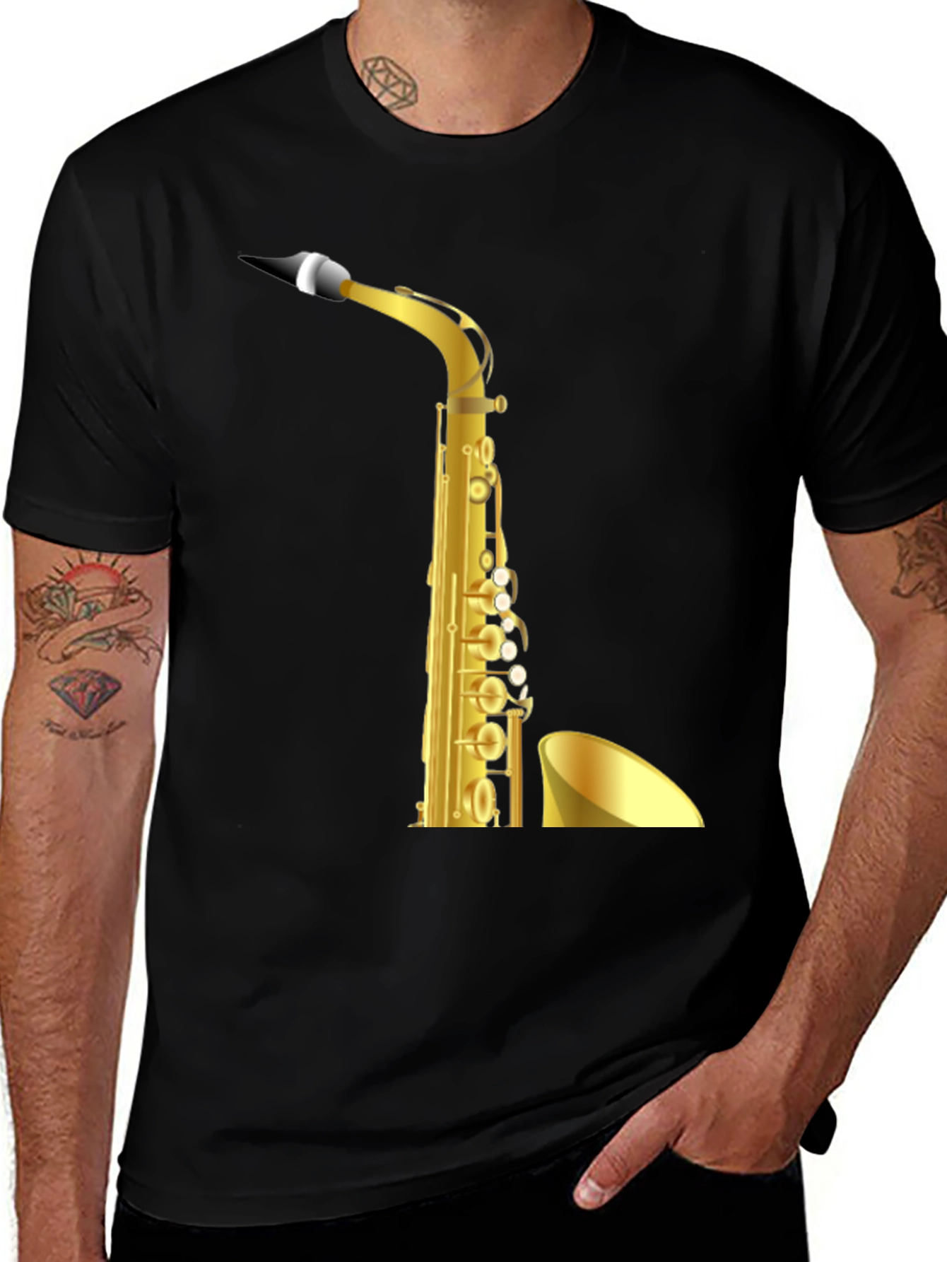 Saxophone Graphic Black T-Shirt