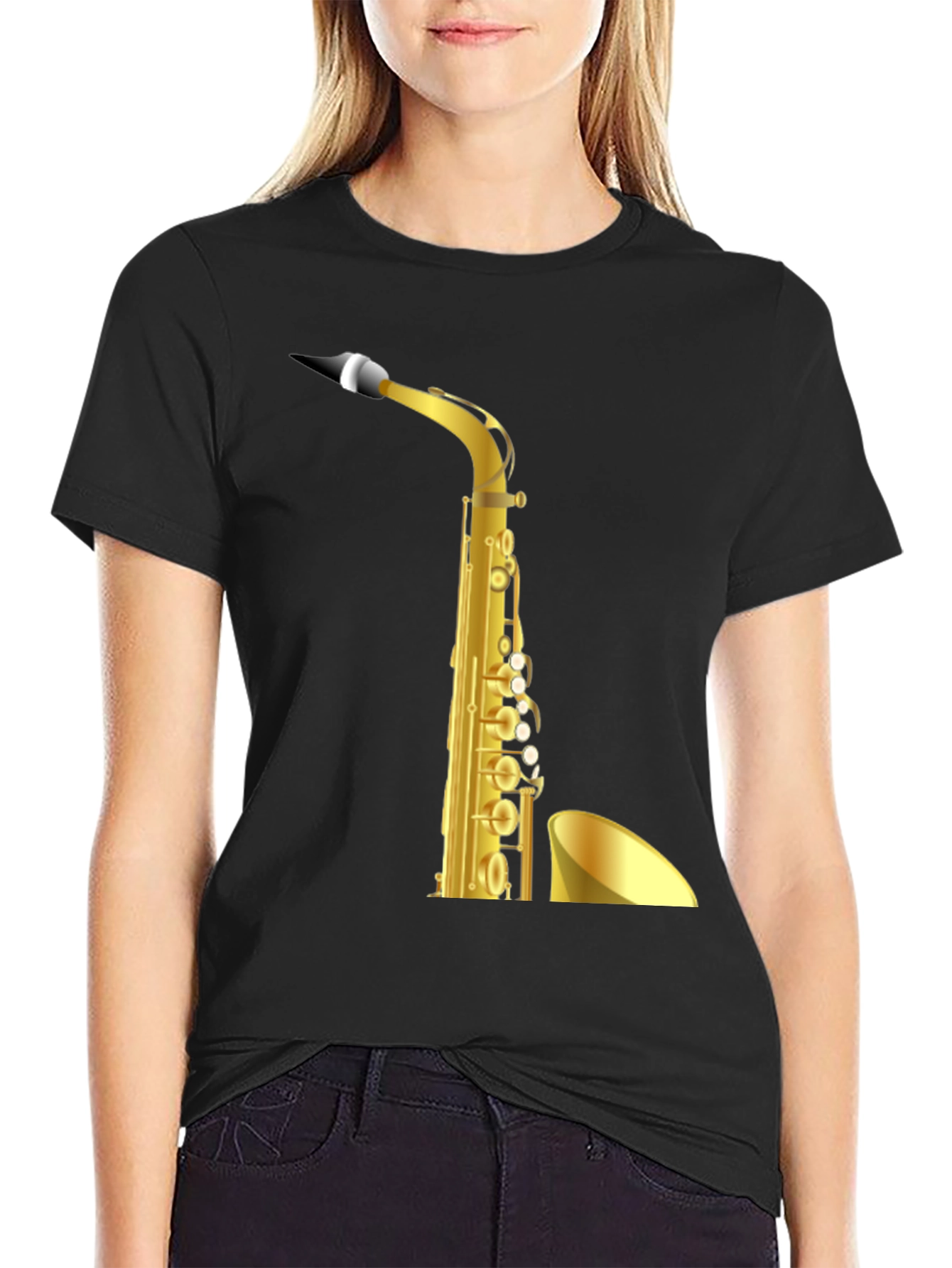Saxophone Graphic Black T-Shirt