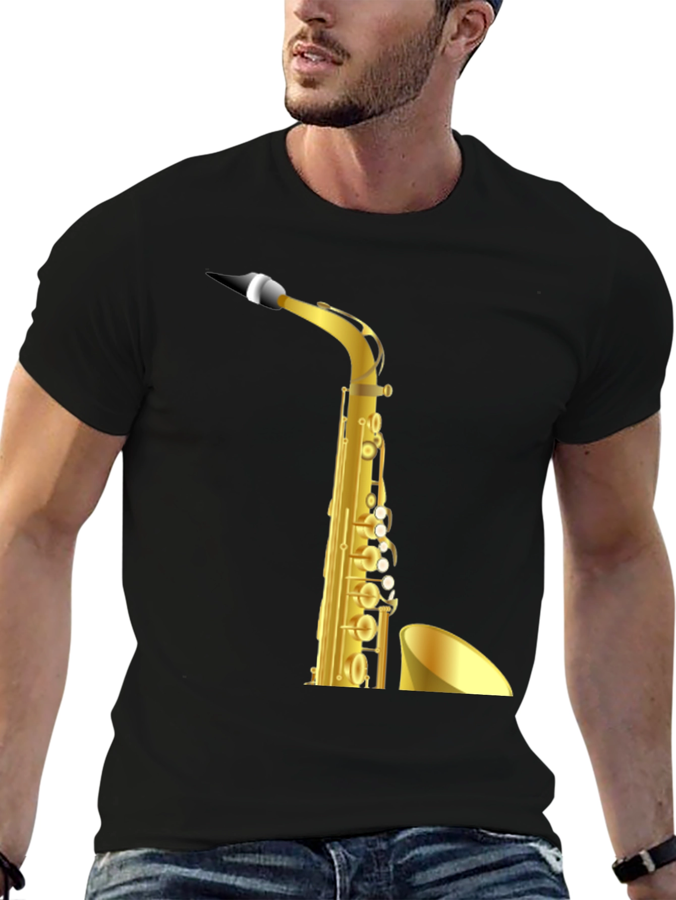 Saxophone Graphic Black T-Shirt