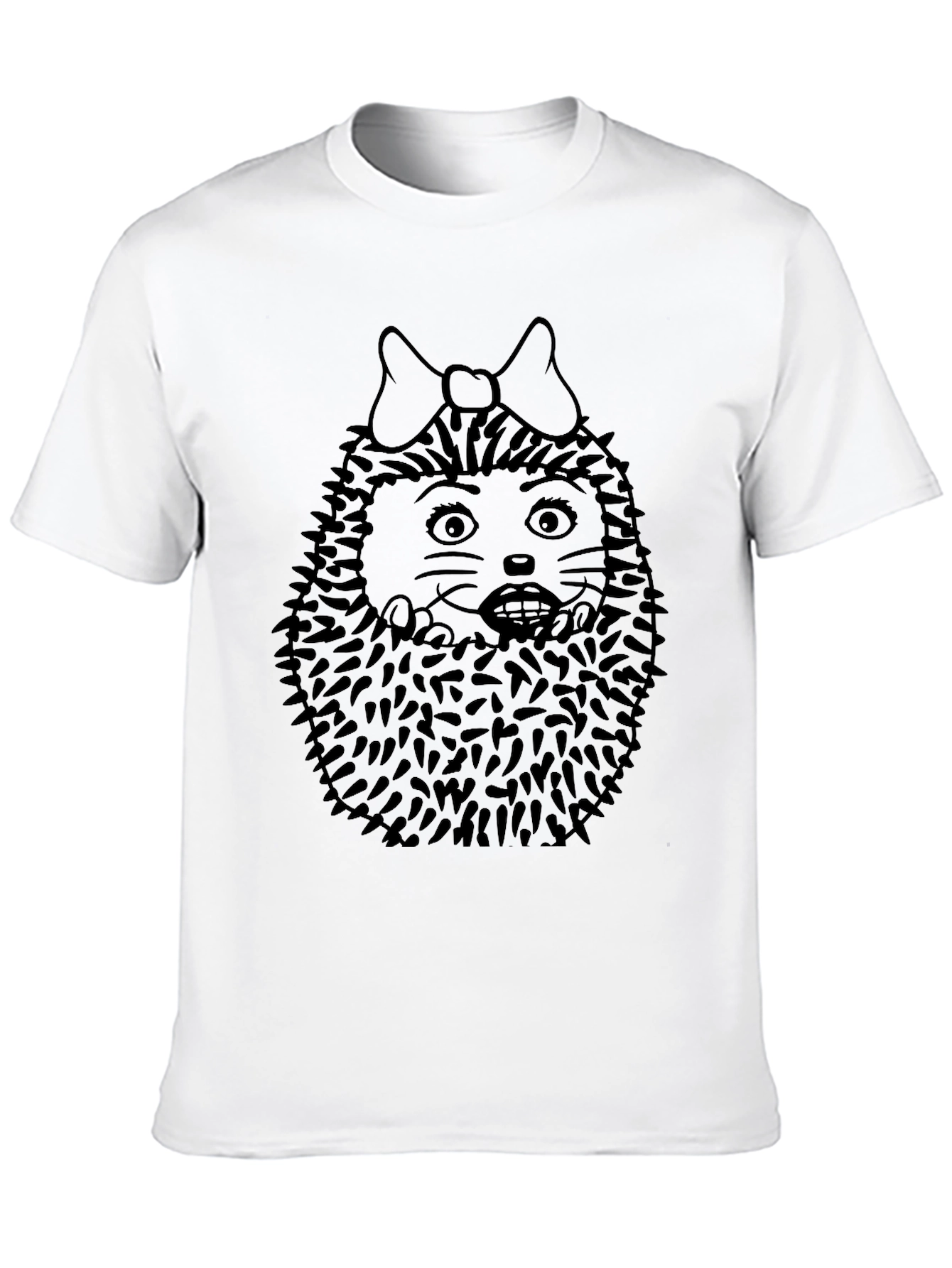 Funny Hedgehog Graphic Black T-Shirt